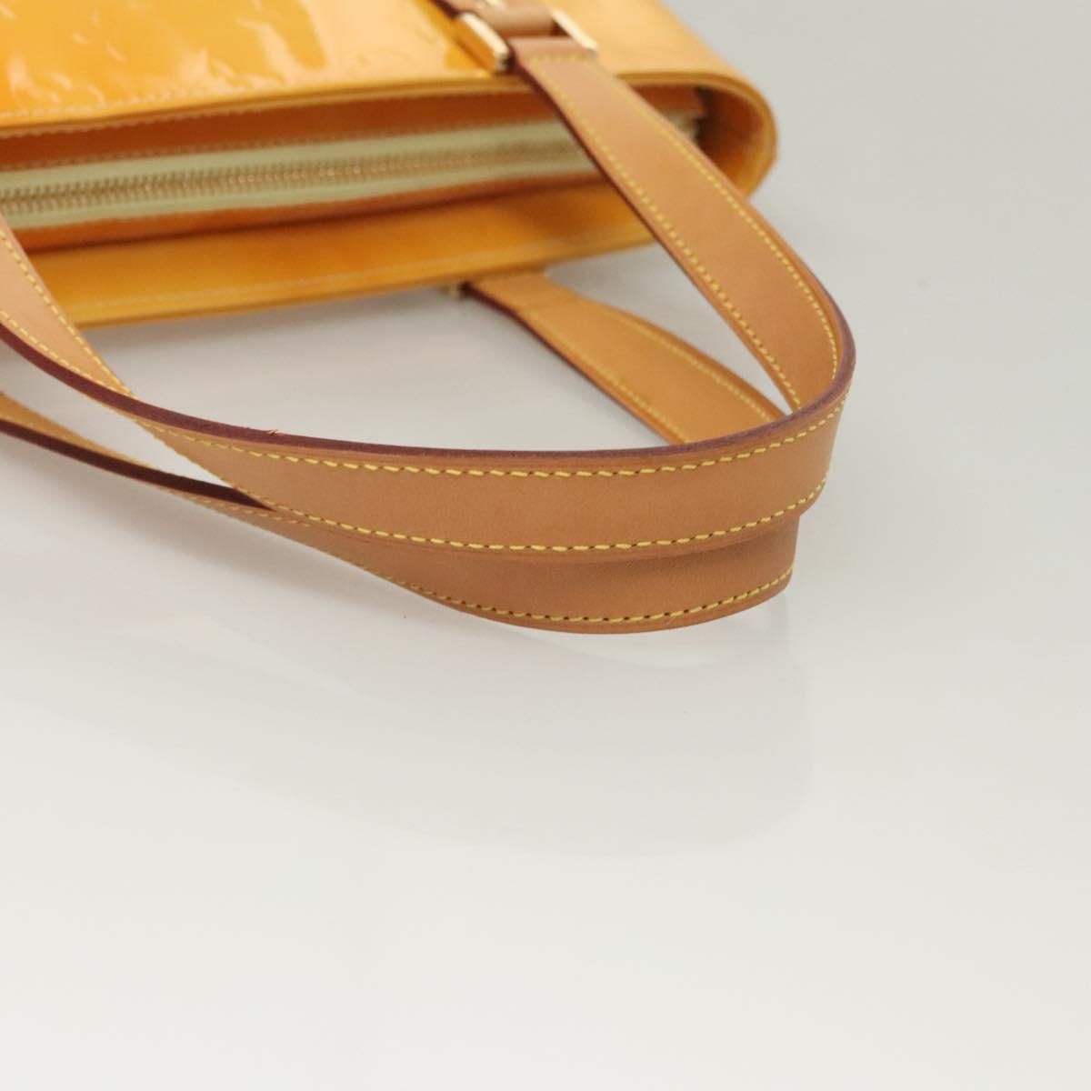 Louis Vuitton Vernis Houston Hand Bag Lime Yellow M 91055 Lv Auth
