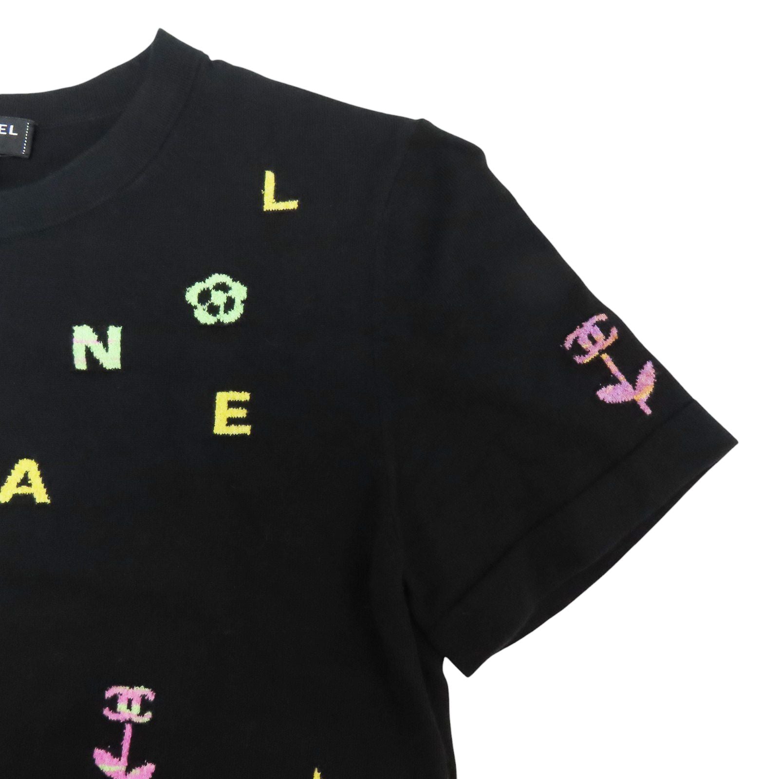 Chanel Short Sleeve T-shirt Black Cotton 36