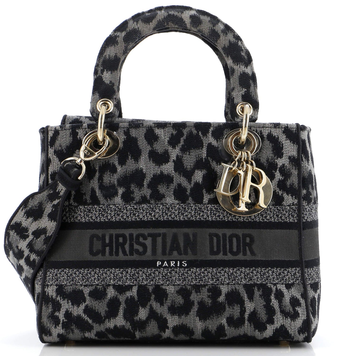 Christian Dior Lady D-Lite Bag Mizza Embroidered Canvas Medium
