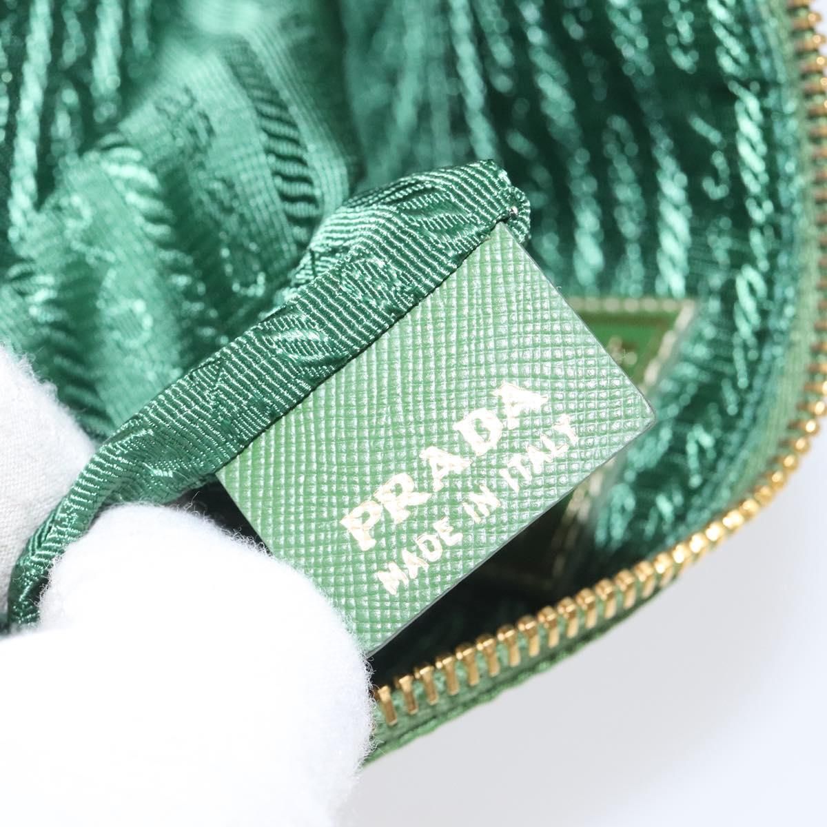 Prada Pouch Nylon Green Gold Auth