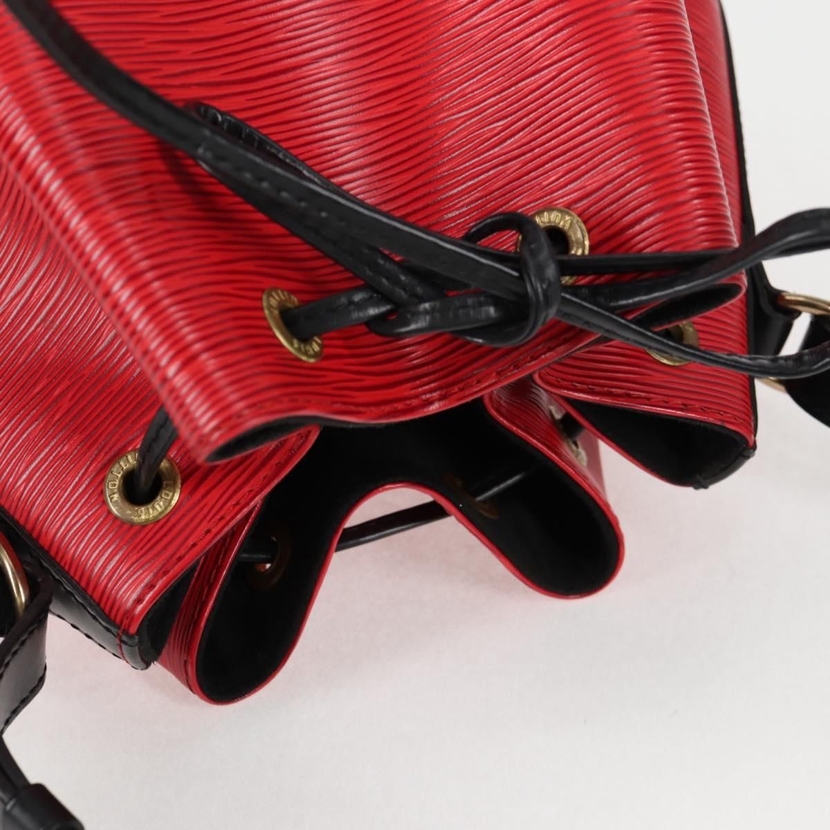 Louis Vuitton Epi Petit Noe Shoulder Bag Bicolor Black Red M 44017 Auth