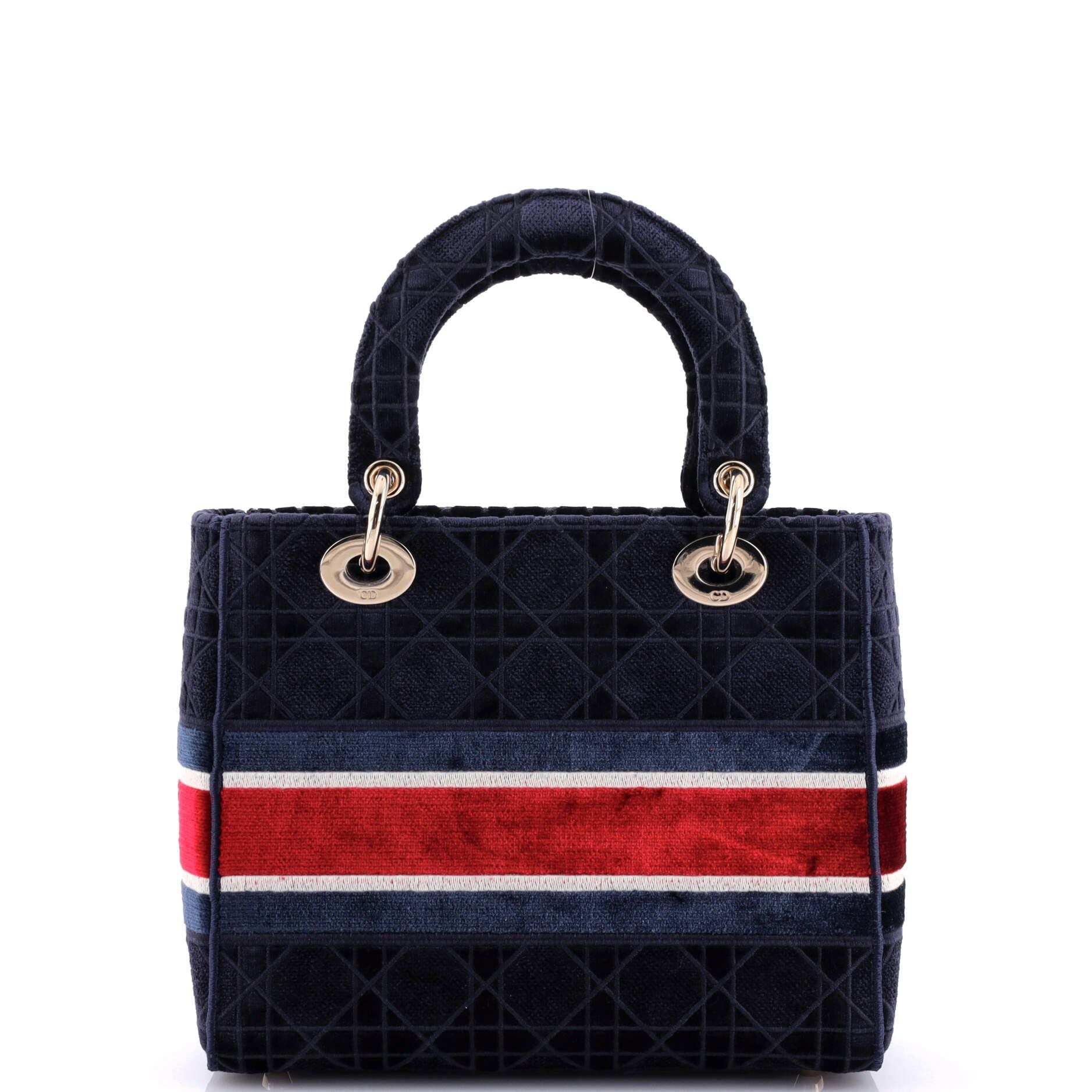 Christian Dior Lady D-Lite Bag Cannage Embroidered Velvet Medium
