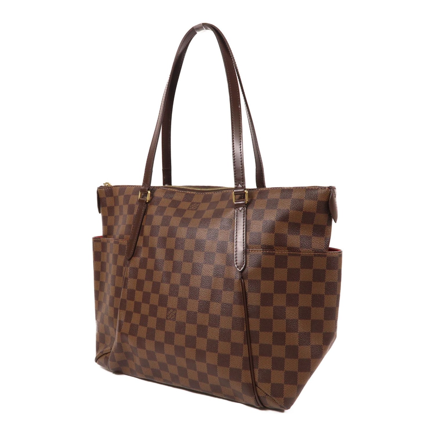 Louis Vuitton Damier Ebene Totally Mm Gold Shoulder Back Bag Palm Color Brown Shoulder Bag N 41281
