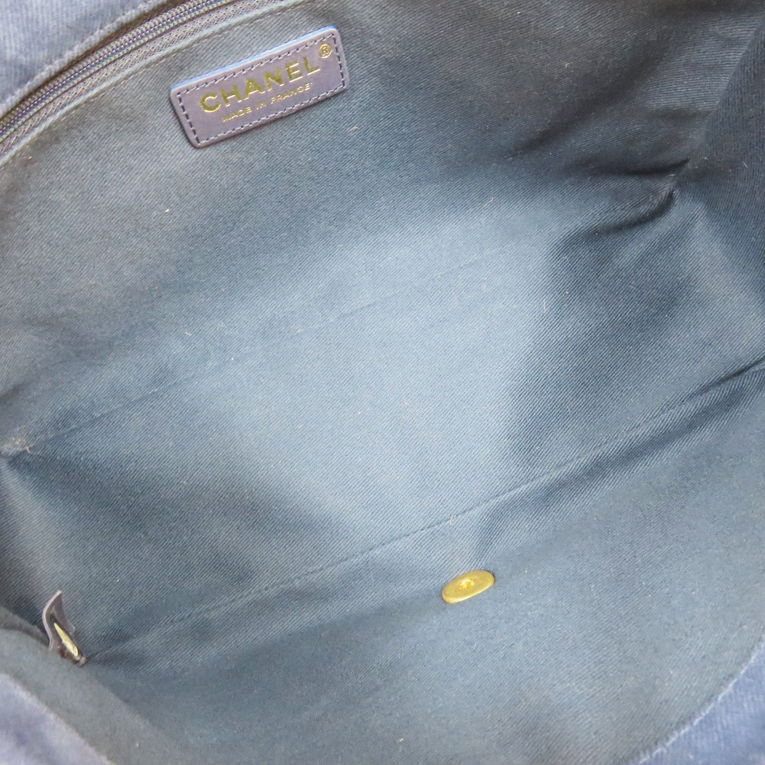 Chanel Coco Shoulder Handbag Blue Chevron Quilted Denim