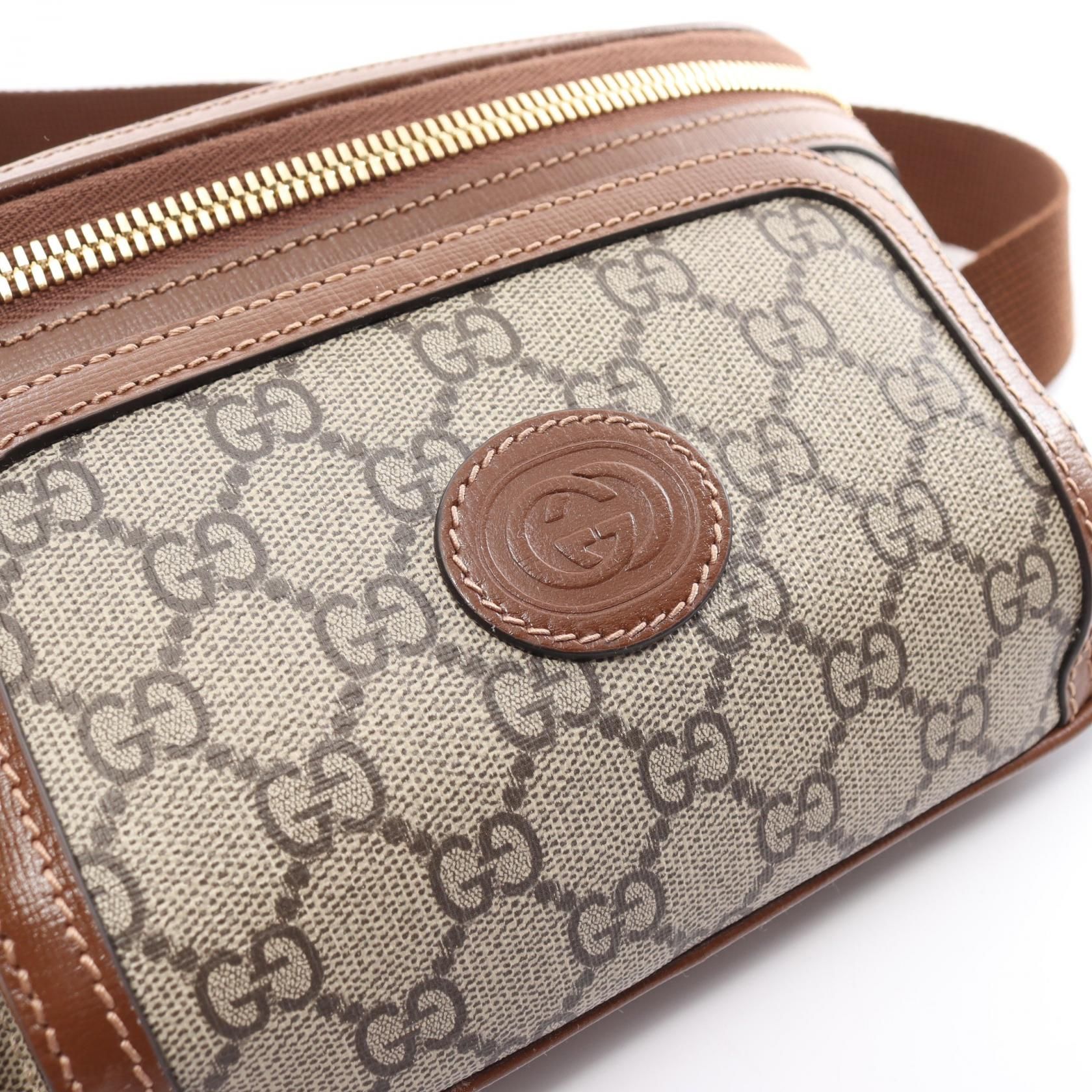 Gucci GG Supreme Monogram Textured Calfskin Retro Interlocking G Belt Bag