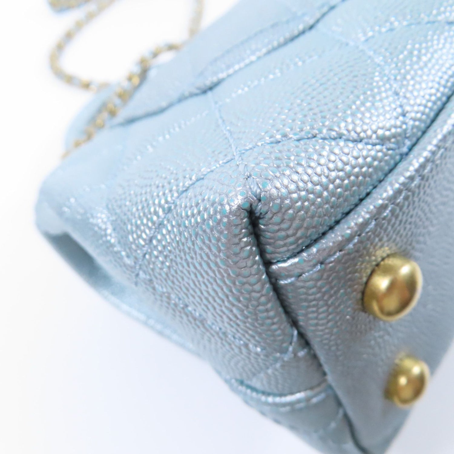 Chanel Blue Cowhide Leather Mini Coco Handle Hand-handed Shoulder And Back Bag 2way Should