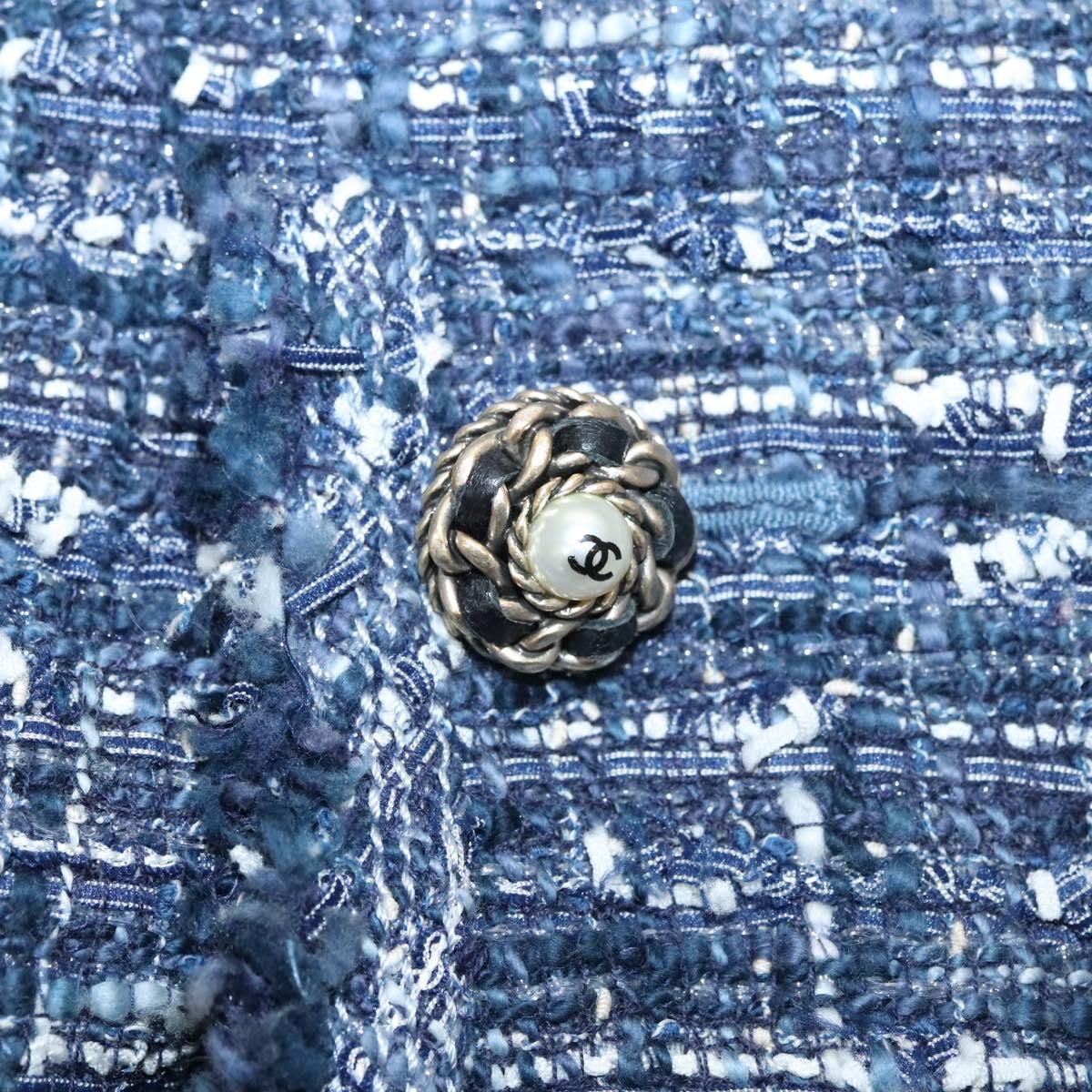 Chanel Jacket 34 Jacket Tweed 34 Blue Cc Auth