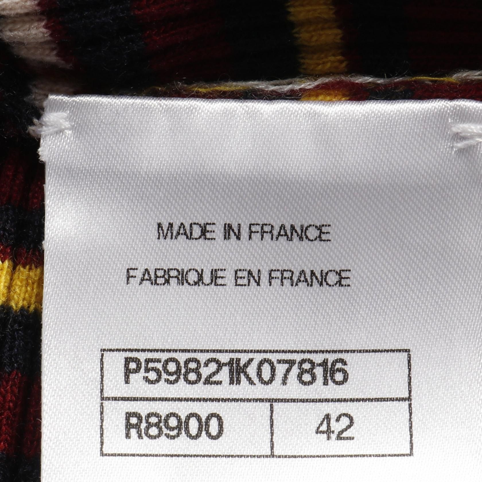 Chanel Navy Multicolor Coco Mark Button Knit Cashmere Silk P 59821k 07816