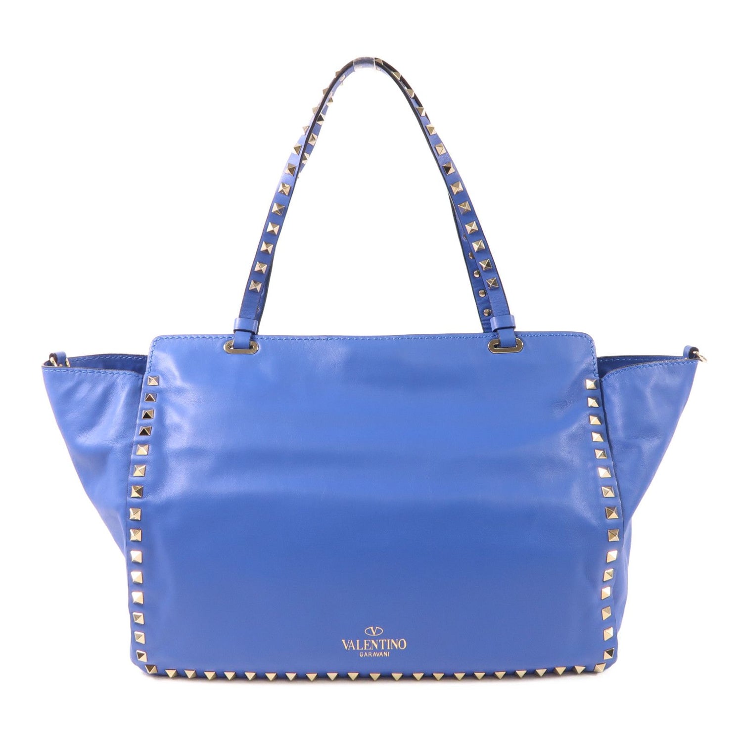 Valentino Cowhide Leather 2Way Shoulder Bag Golden Hand-handed Shoulder And Back Bag 2way Shoulder Bag Blue Calfs