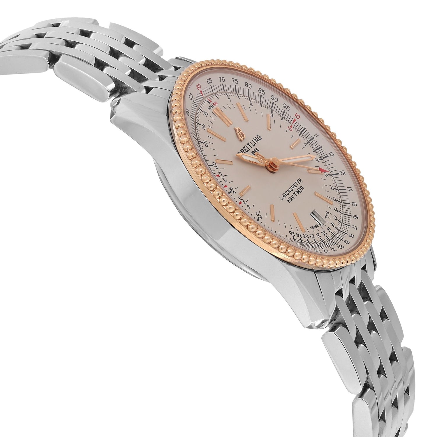 Breitling Navitimer 38mm Steel 18K Rose Gold Silver Dial Men Watch U17325211G1A1