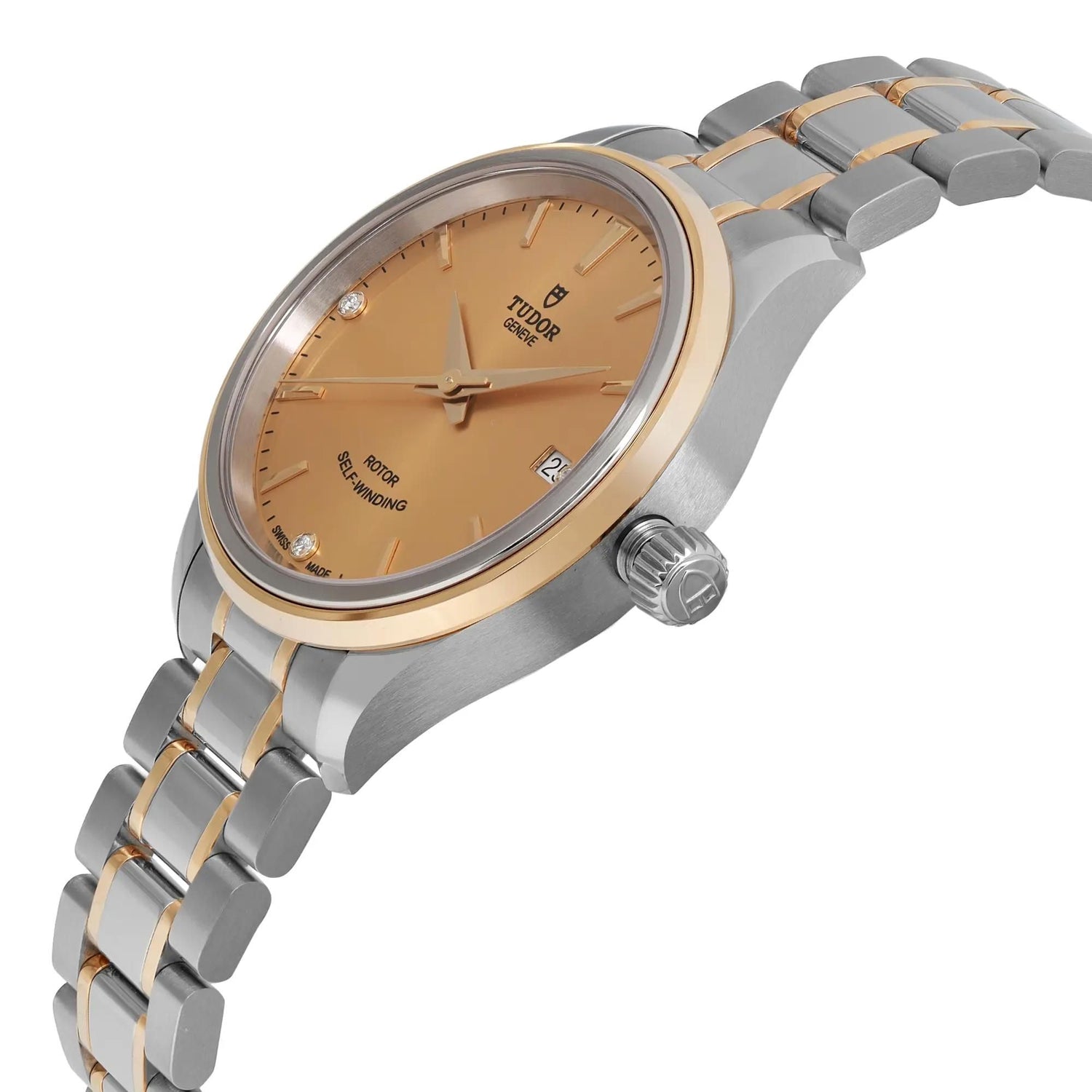 Tudor Style 34mm Gold Steel Champagne Diamond Dial Automatic Watch 12303-0004
