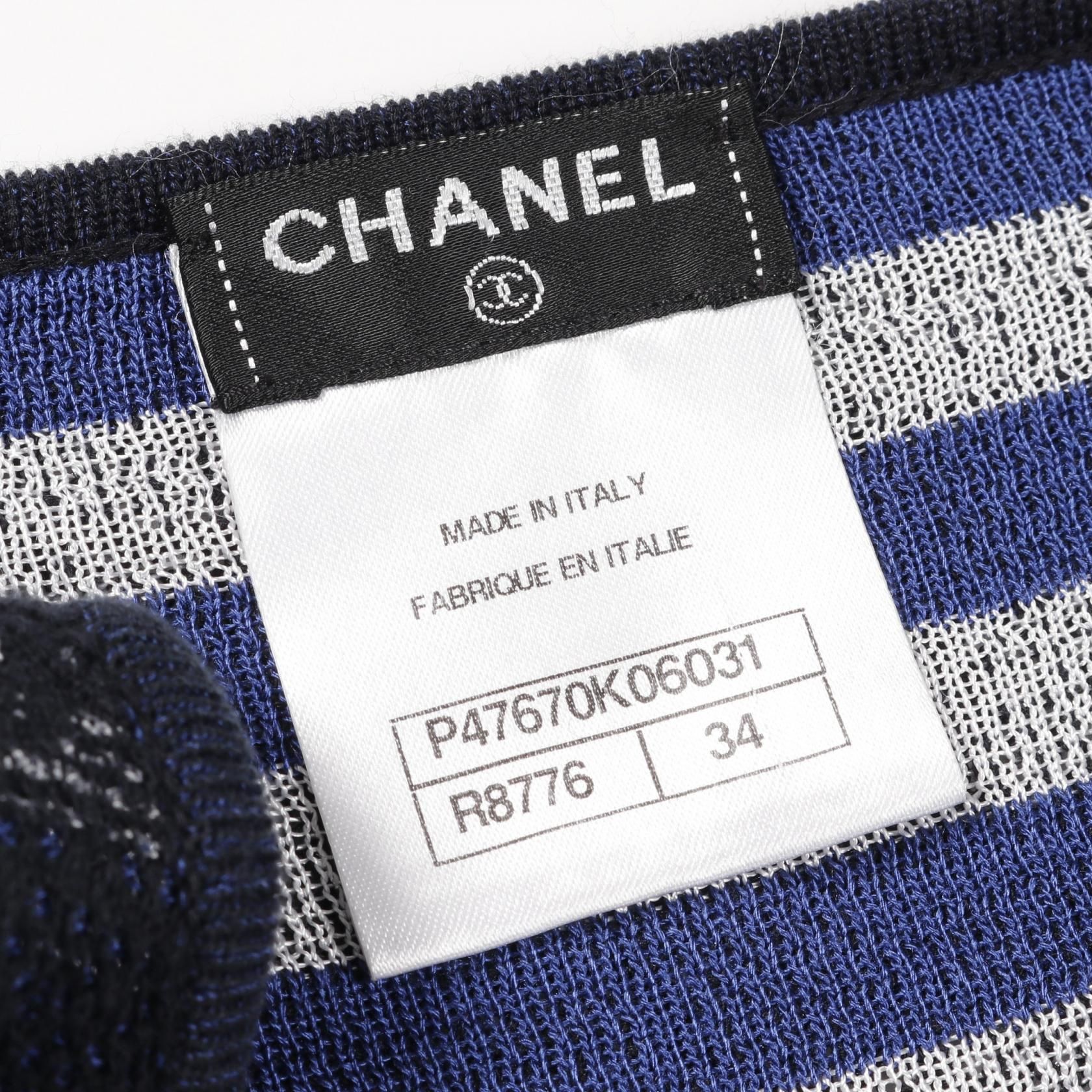 Chanel Black Blue Gray Dress Cotton Rayon Silk P 47670k 06031