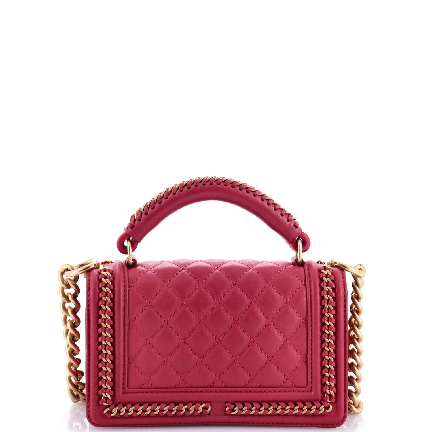 Chanel Chain Handle Boy Flap Bag Quilted Calfskin Small