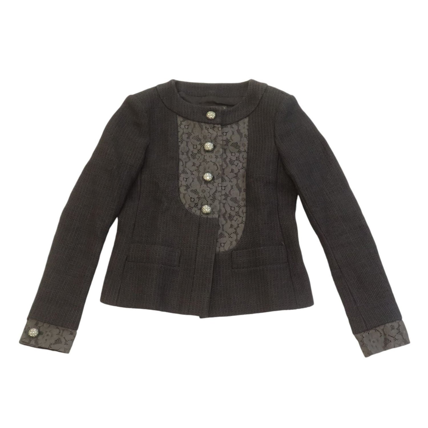 Chanel Tweed And Lace Jacket Black 36