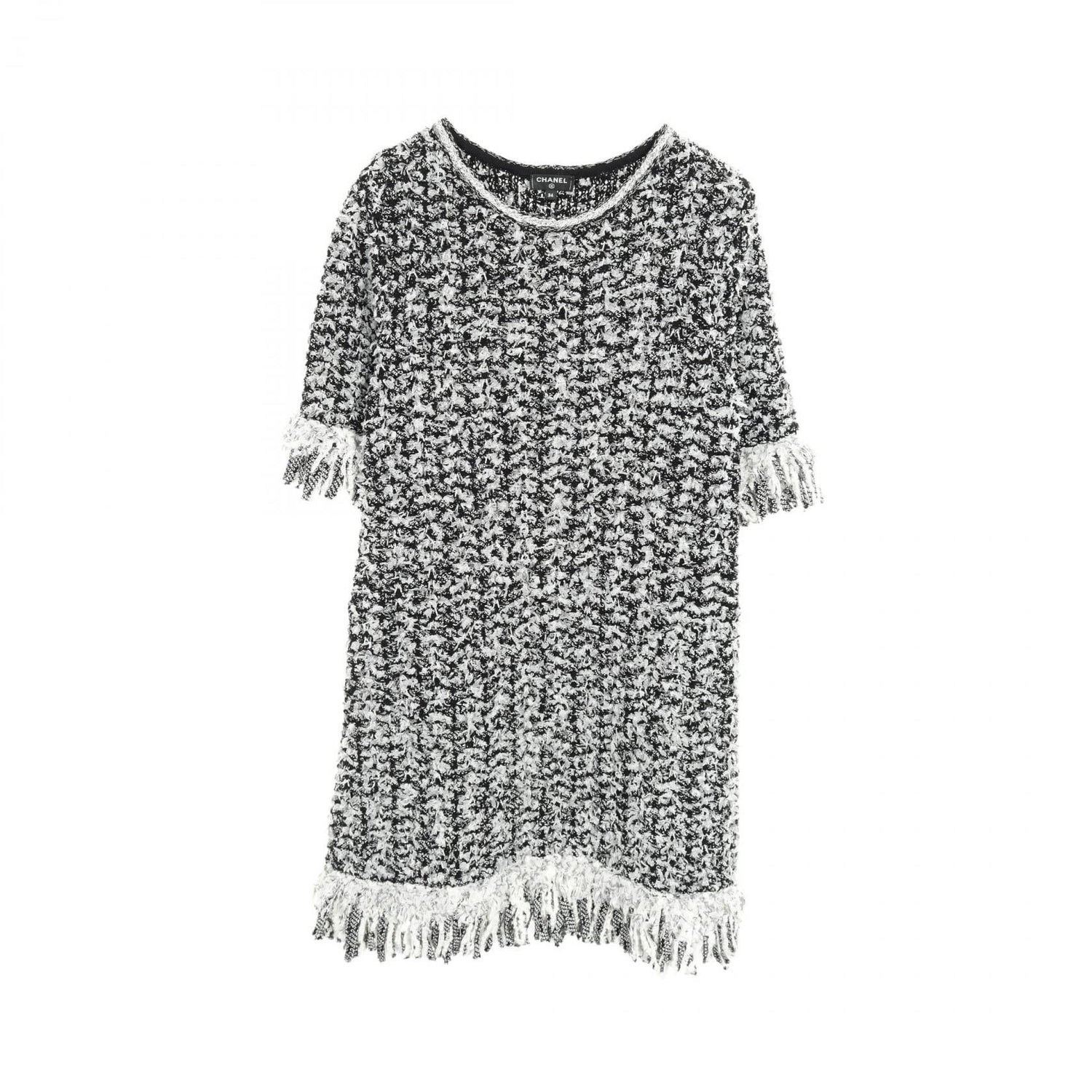Chanel Black White Dress Cotton Silk P 58967k 07720