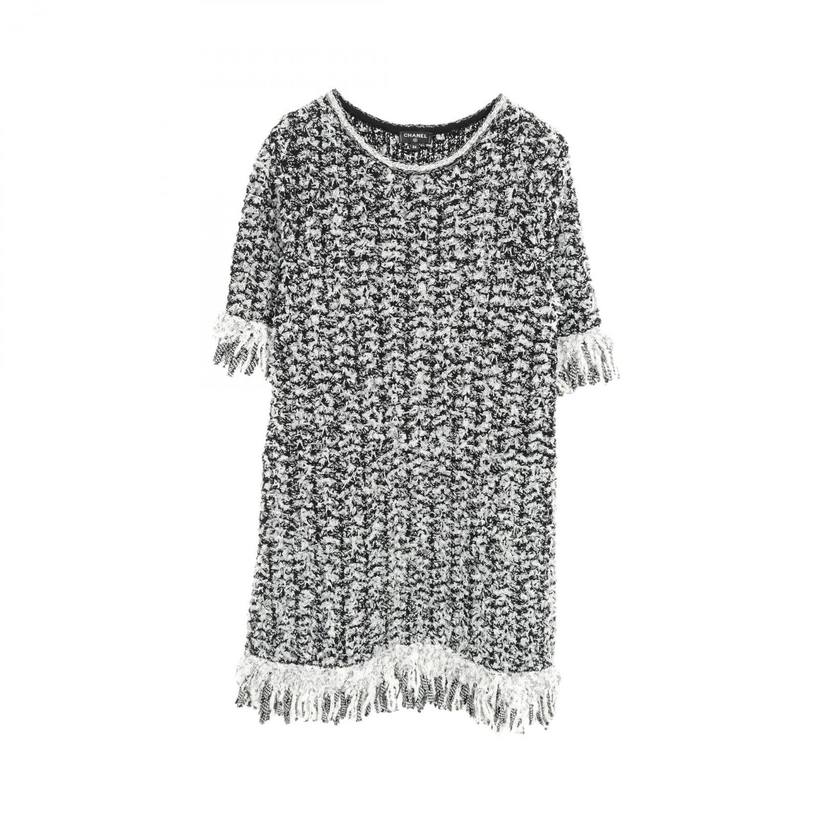 Chanel Black White Dress Cotton Silk P 58967k 07720