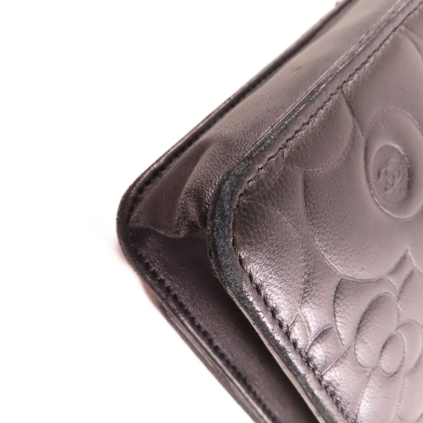 Chanel Lambskin Camellia Embossed Wallet on Chain WOC