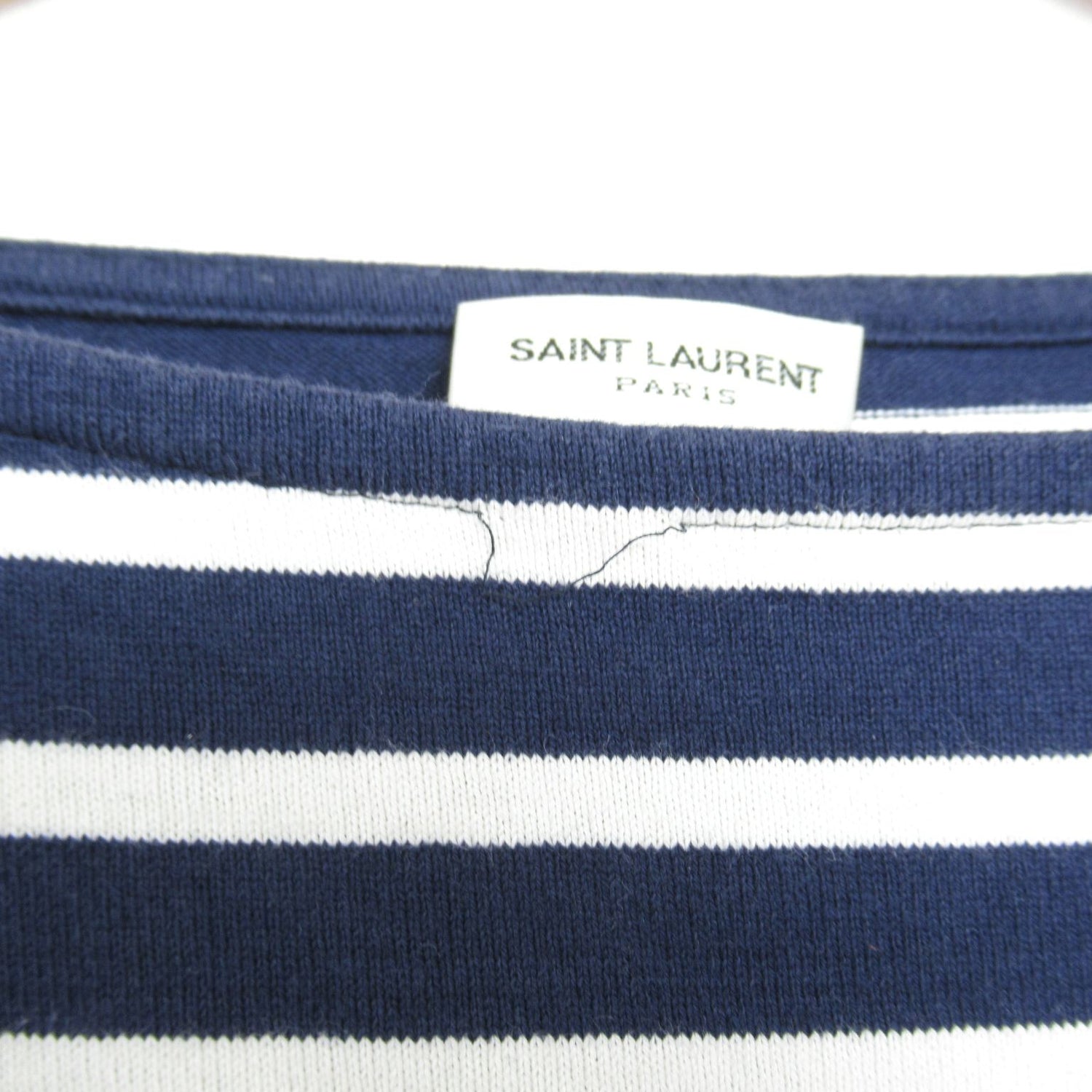 Saint Laurent Striped Long-sleeved T-shirt Cotton Blue & White M