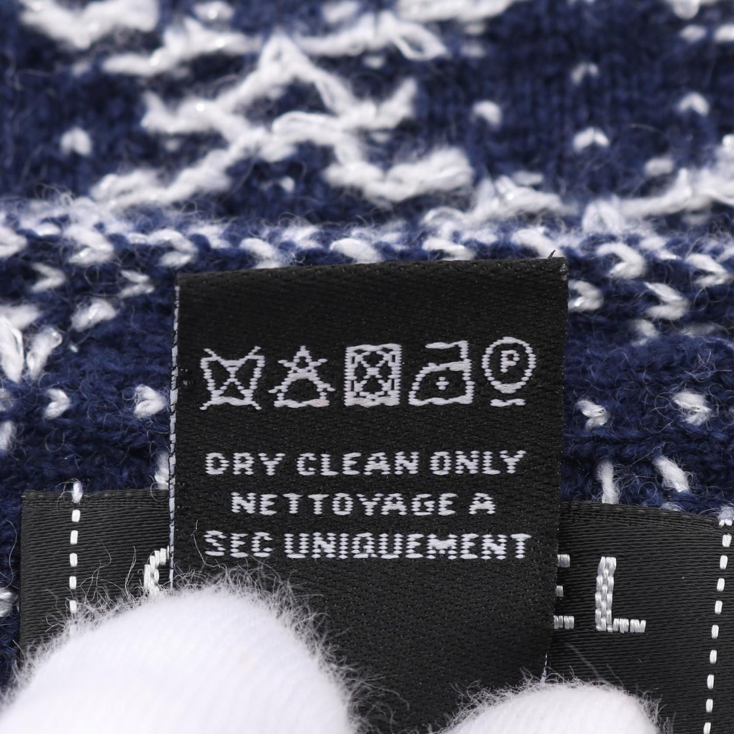 Chanel Navy White Scarf Other Cashmere