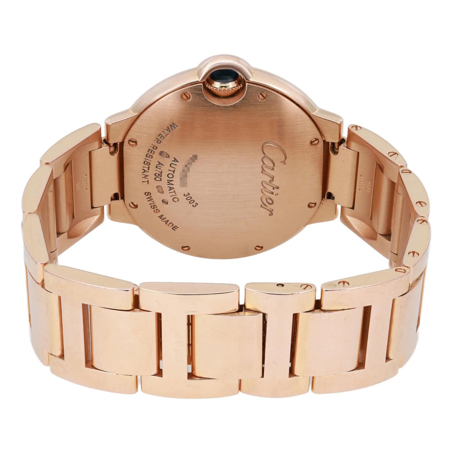 Cartier Ballon Bleu 36mm 18K Rose Gold Diamond Silver Dial Ladies Watch WE902026