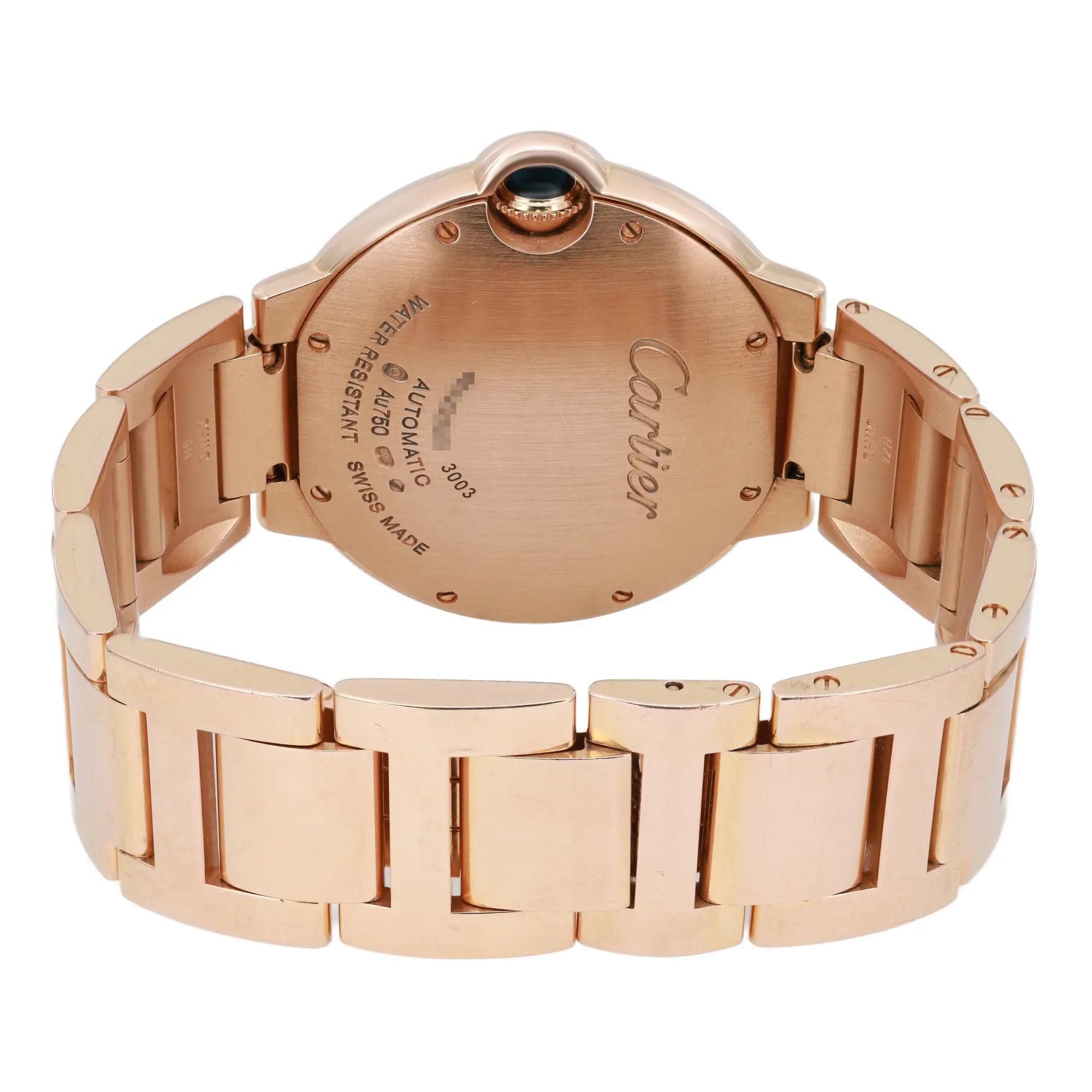 Cartier Ballon Bleu 36mm 18K Rose Gold Diamond Silver Dial Ladies Watch WE902026