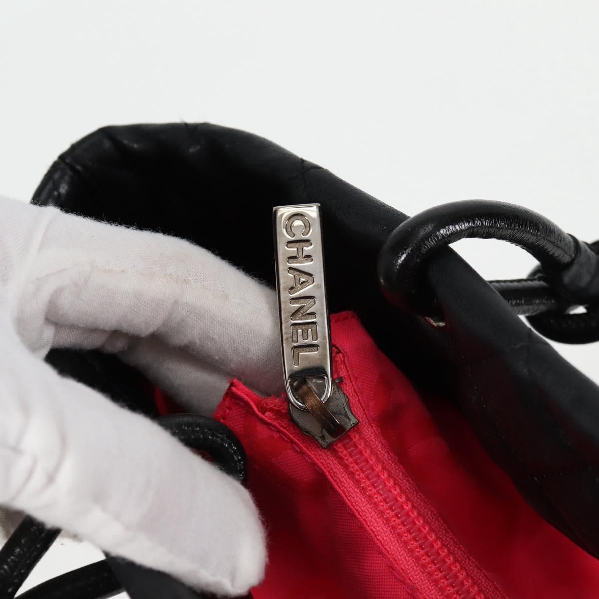 Chanel Matelasse Cambon Line Coco Mark Tote Bag Lambskin Black Cc Auth