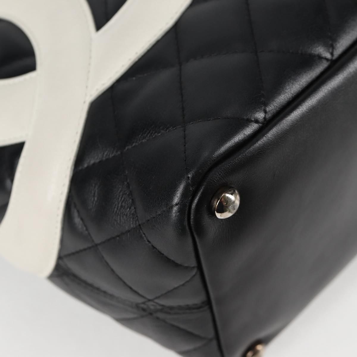 Chanel Matelasse Cambon Line Coco Mark Tote Bag Lambskin Black Cc Auth
