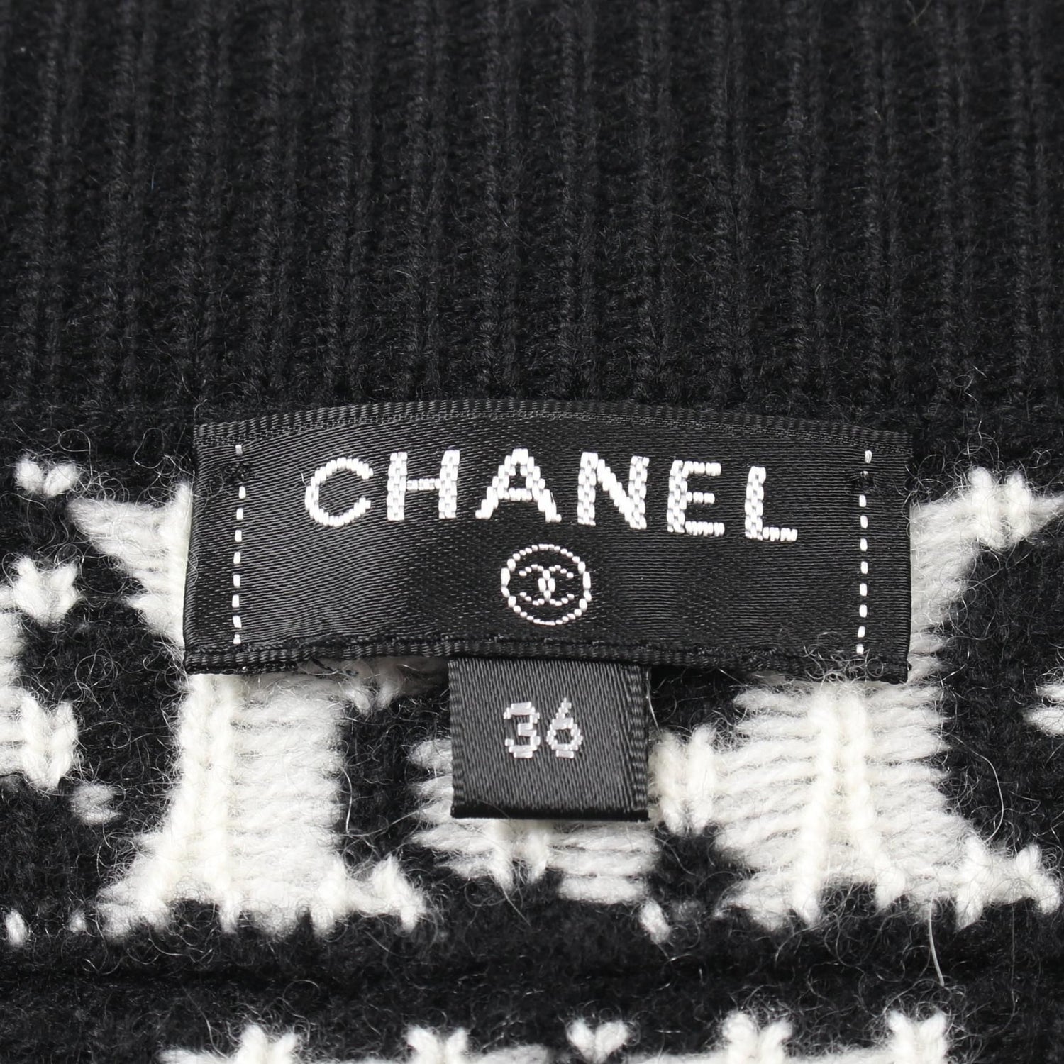 Chanel Coco Neige Skirt P 62261k 47646 Cashmere Black White 36