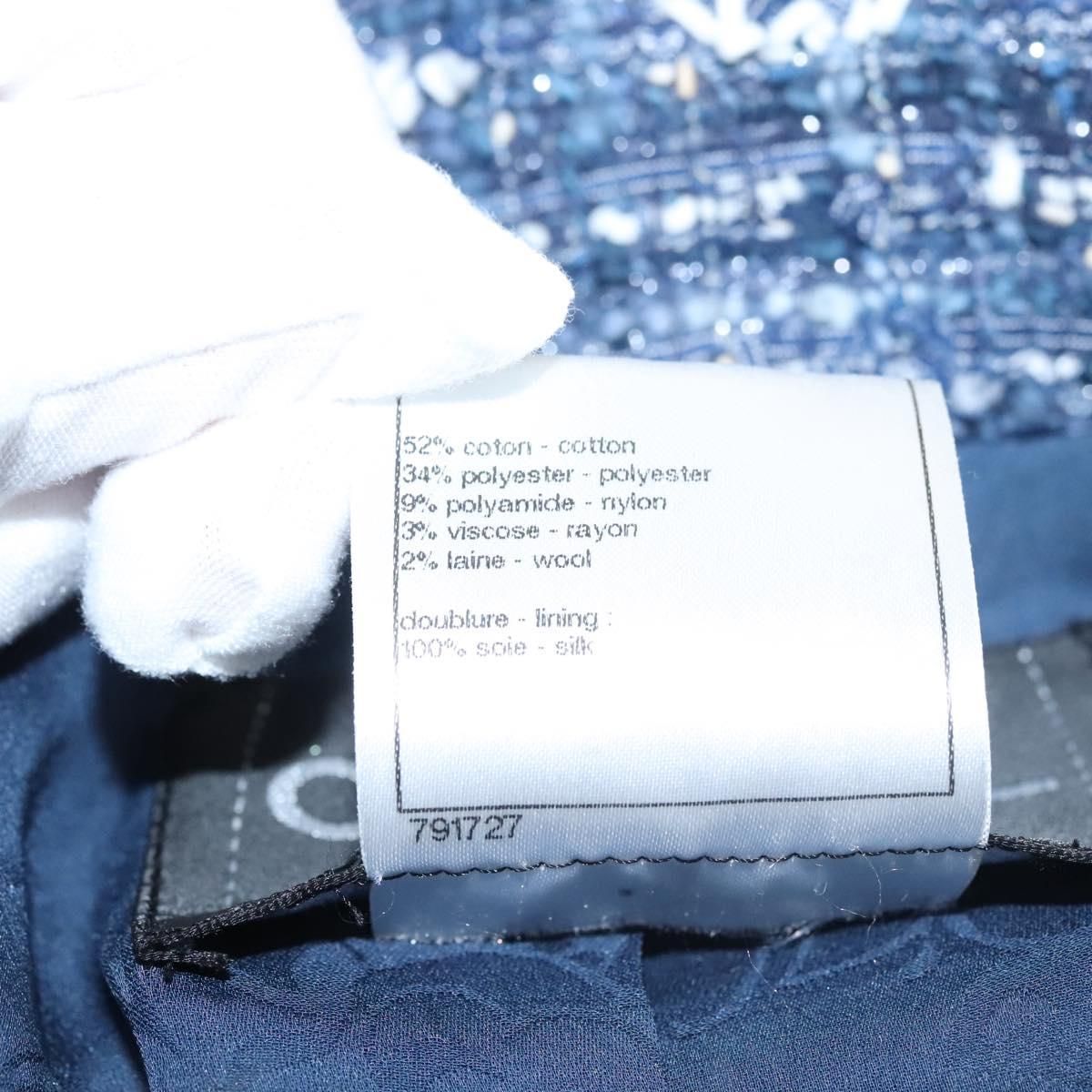 Chanel Jacket 34 Jacket Tweed 34 Blue Cc Auth