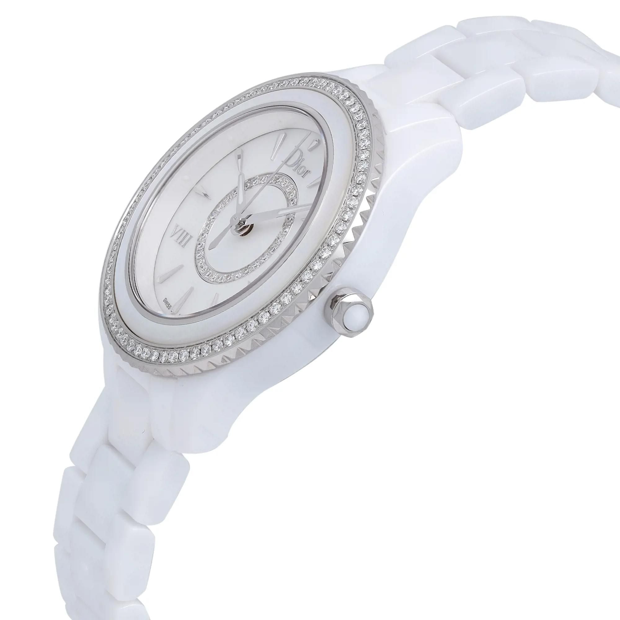 Christian Dior VIII 33mm Ceramic Diamond MOP Dial Ladies Watch CD1231E4C001
