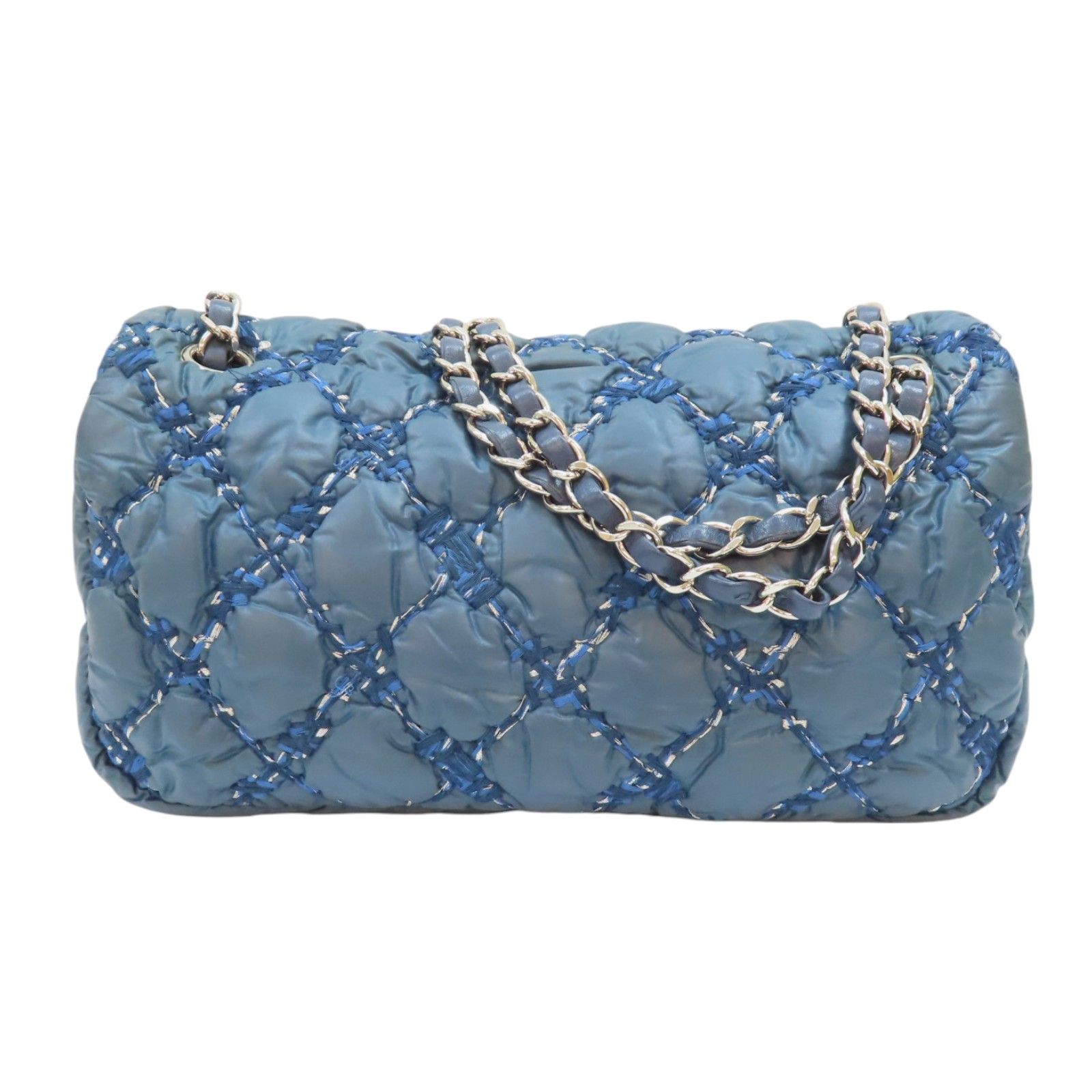 Chanel Matelasse Coco Mark Shoulder Bag Nylon Blue (discoloration)