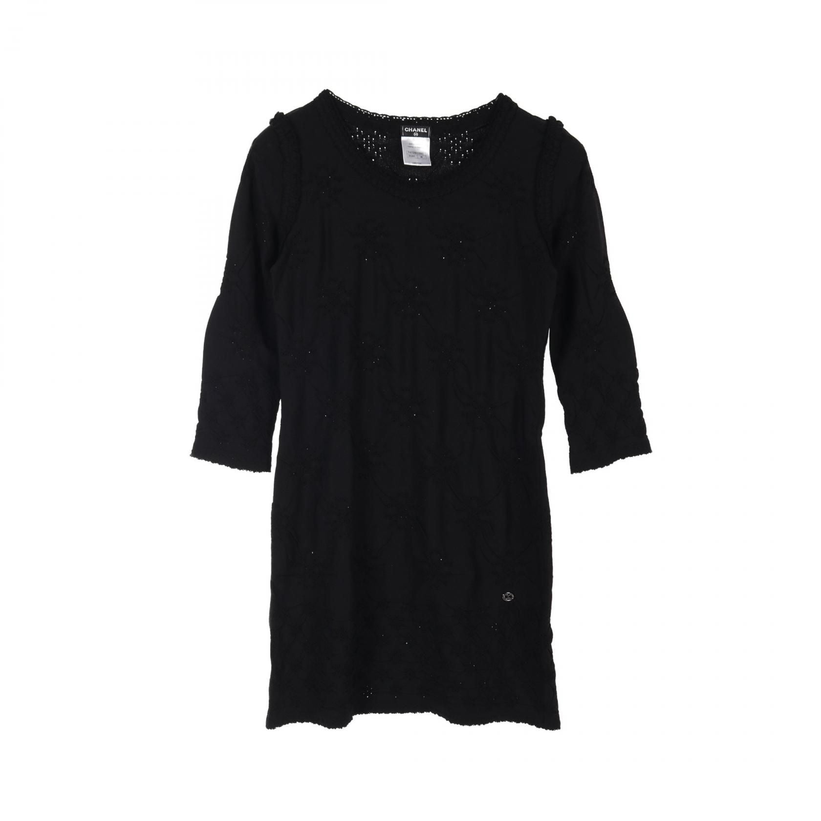Chanel Black Dress Rayon P 40325k 02942