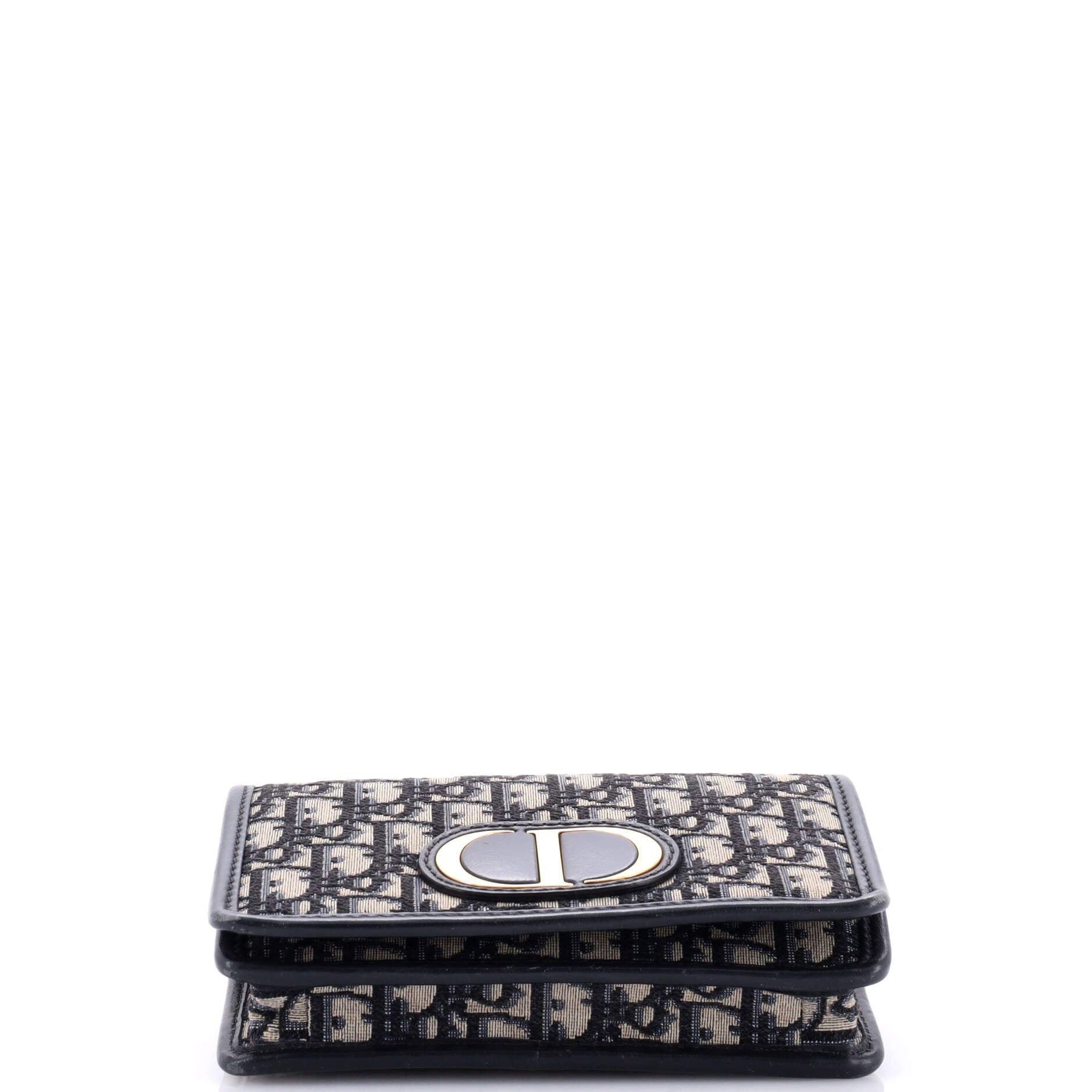 Christian Dior Dark Blue Montaigne 2-In-1 Pouch Oblique Canvas Bag