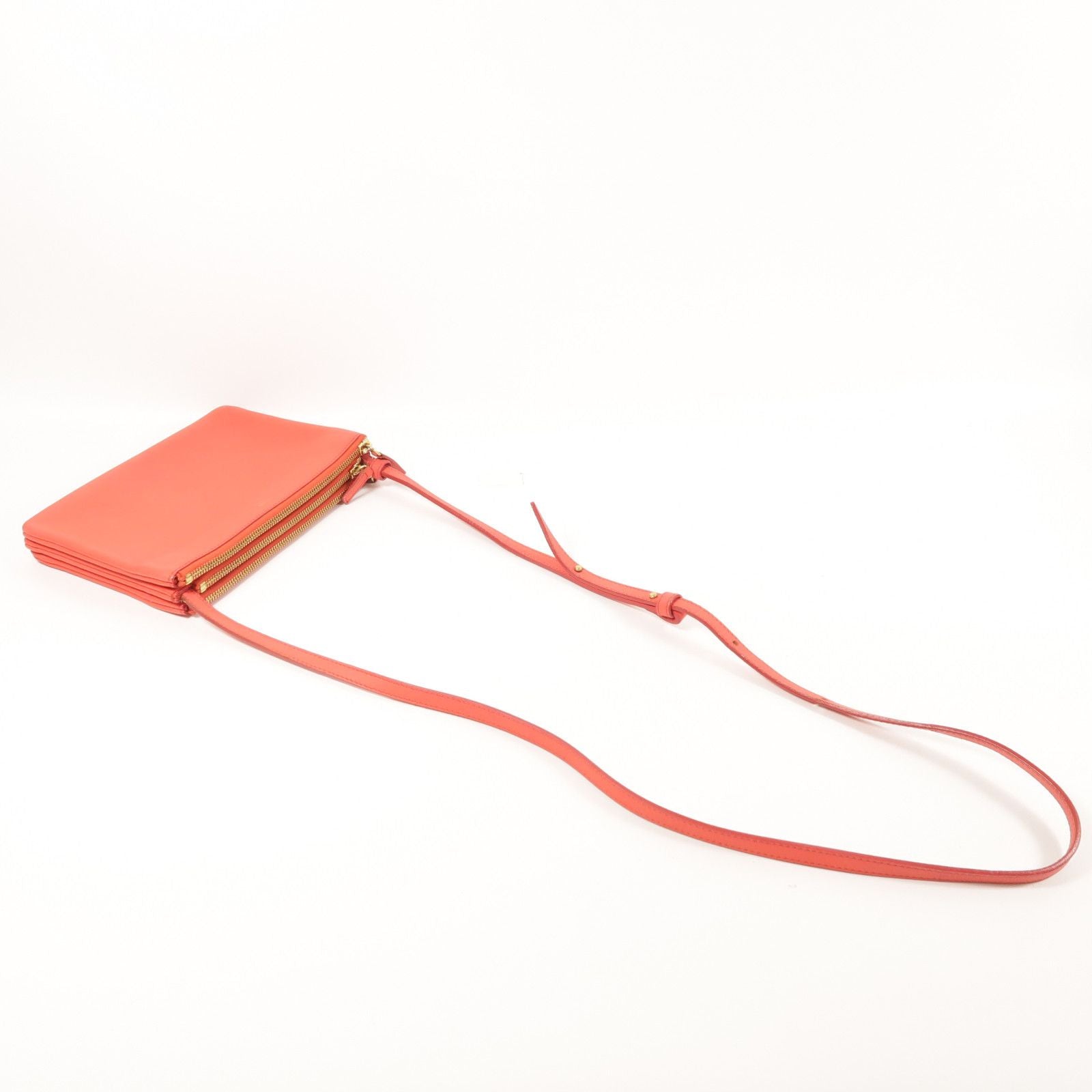 Celine Sheepskin Leather Trio Shoulder Bag Red Lambskin (sheep Leather)
