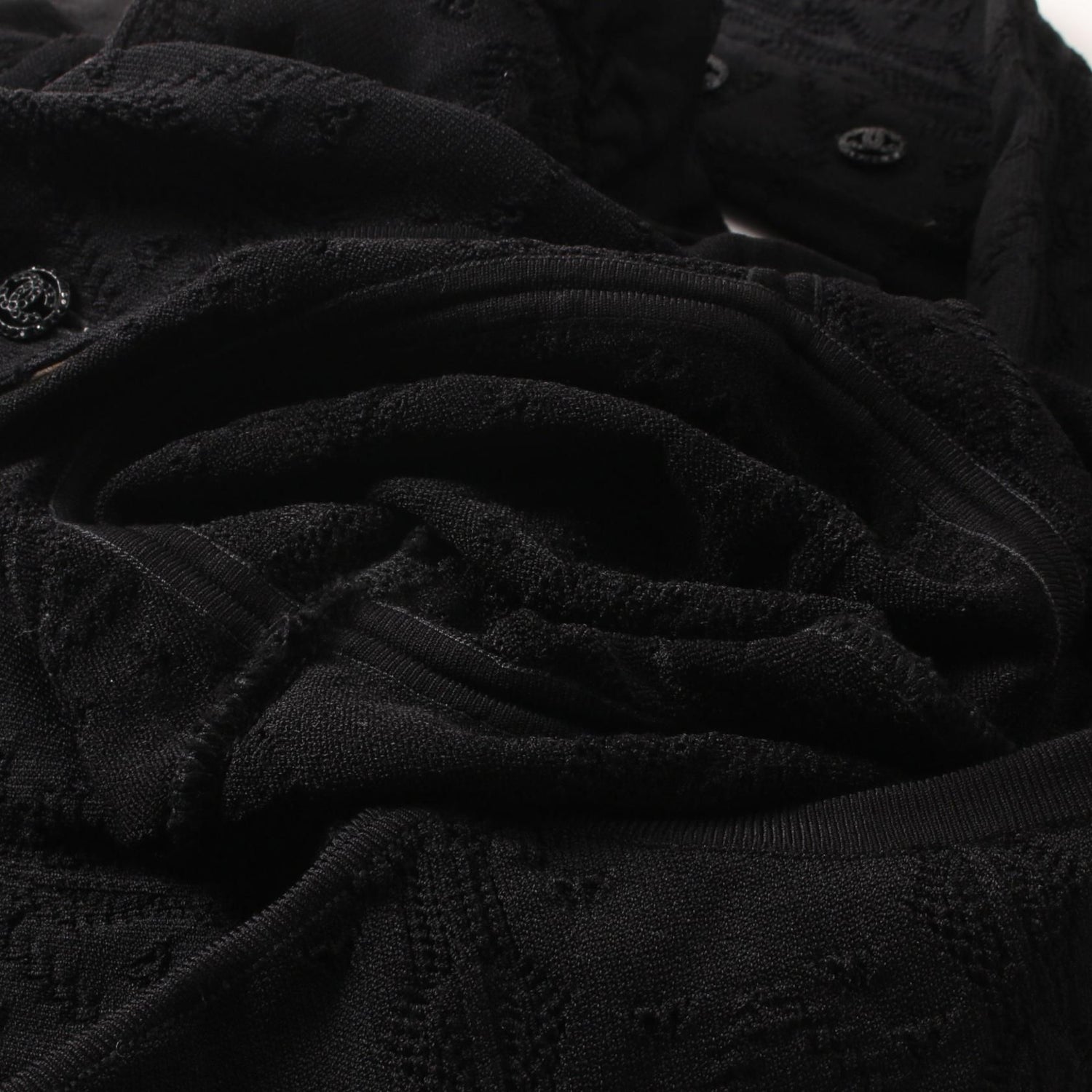Chanel Black Coco Mark Button Cardigan Rayon P 32710w 04107