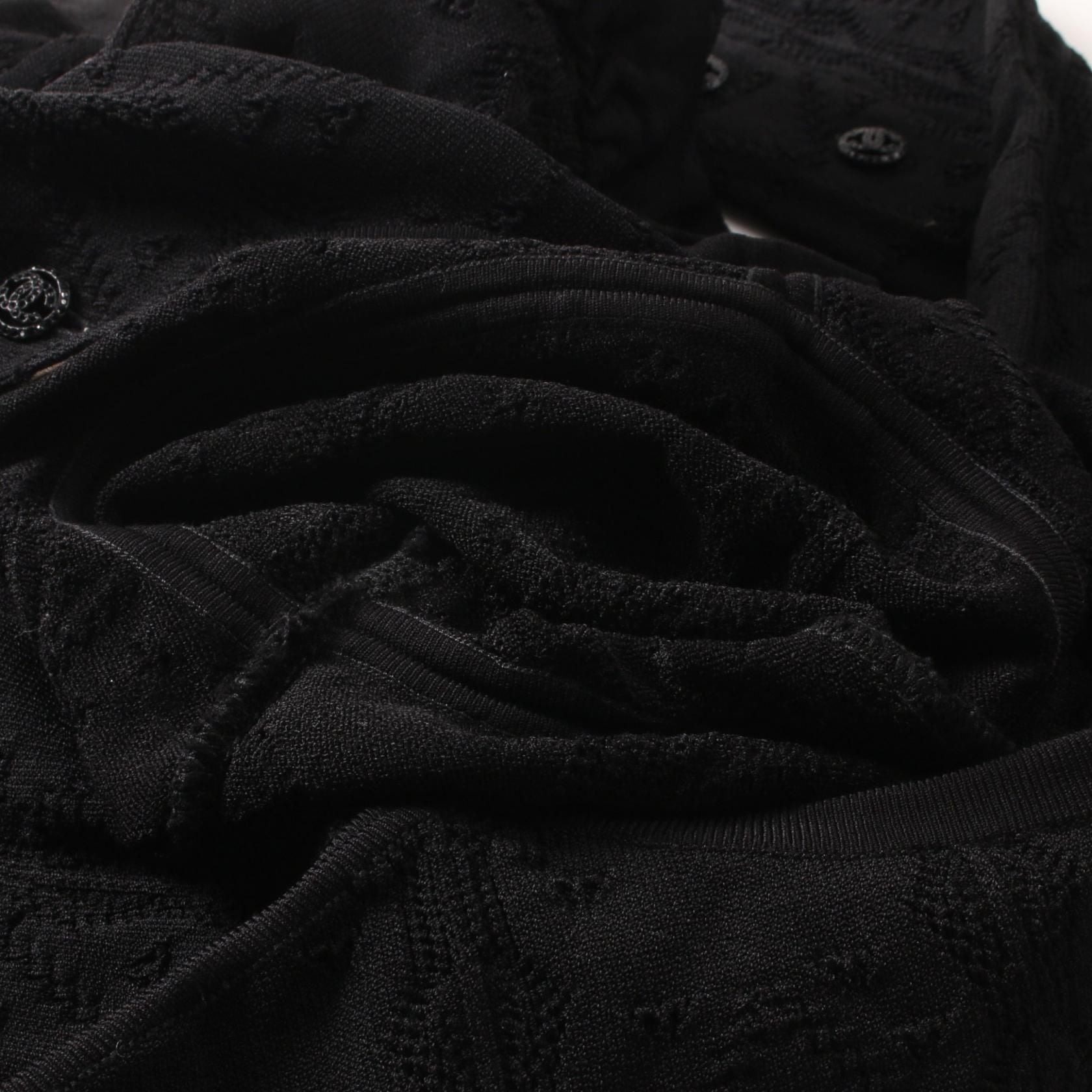 Chanel Black Coco Mark Button Cardigan Rayon P 32710w 04107