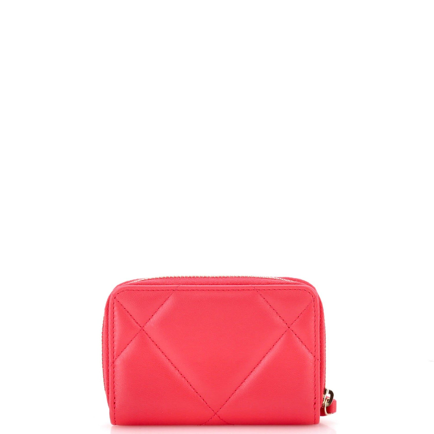 Chanel Pink Zip Coin Purse Quilted Leather