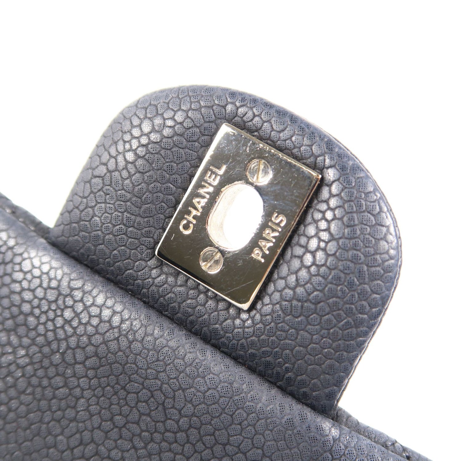Chanel Black Cowhide Leather Clutch With Chain Silver Cross Shoulder Back Bag Calfskin (cowhide)