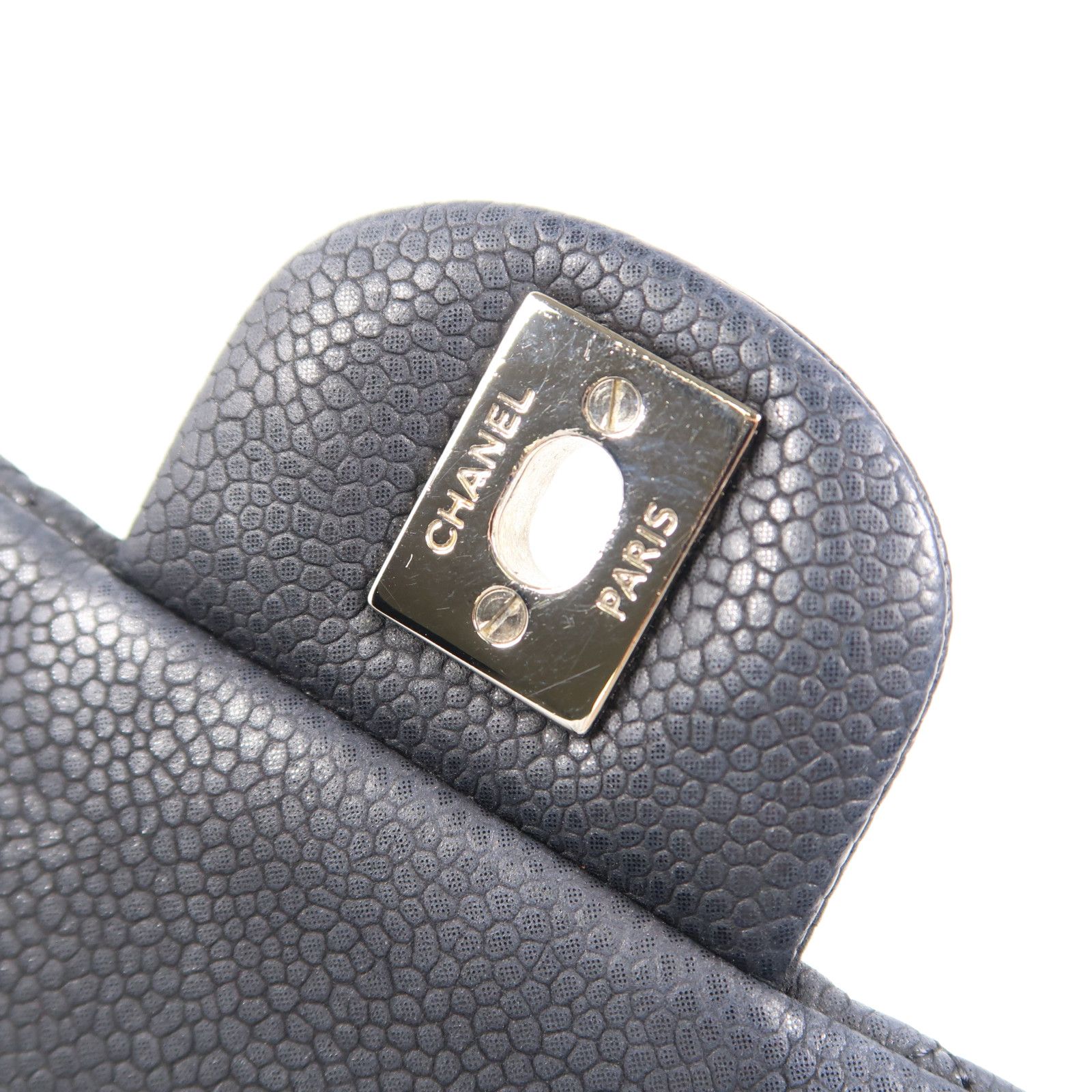 Chanel Black Cowhide Leather Clutch With Chain Silver Cross Shoulder Back Bag Calfskin (cowhide)