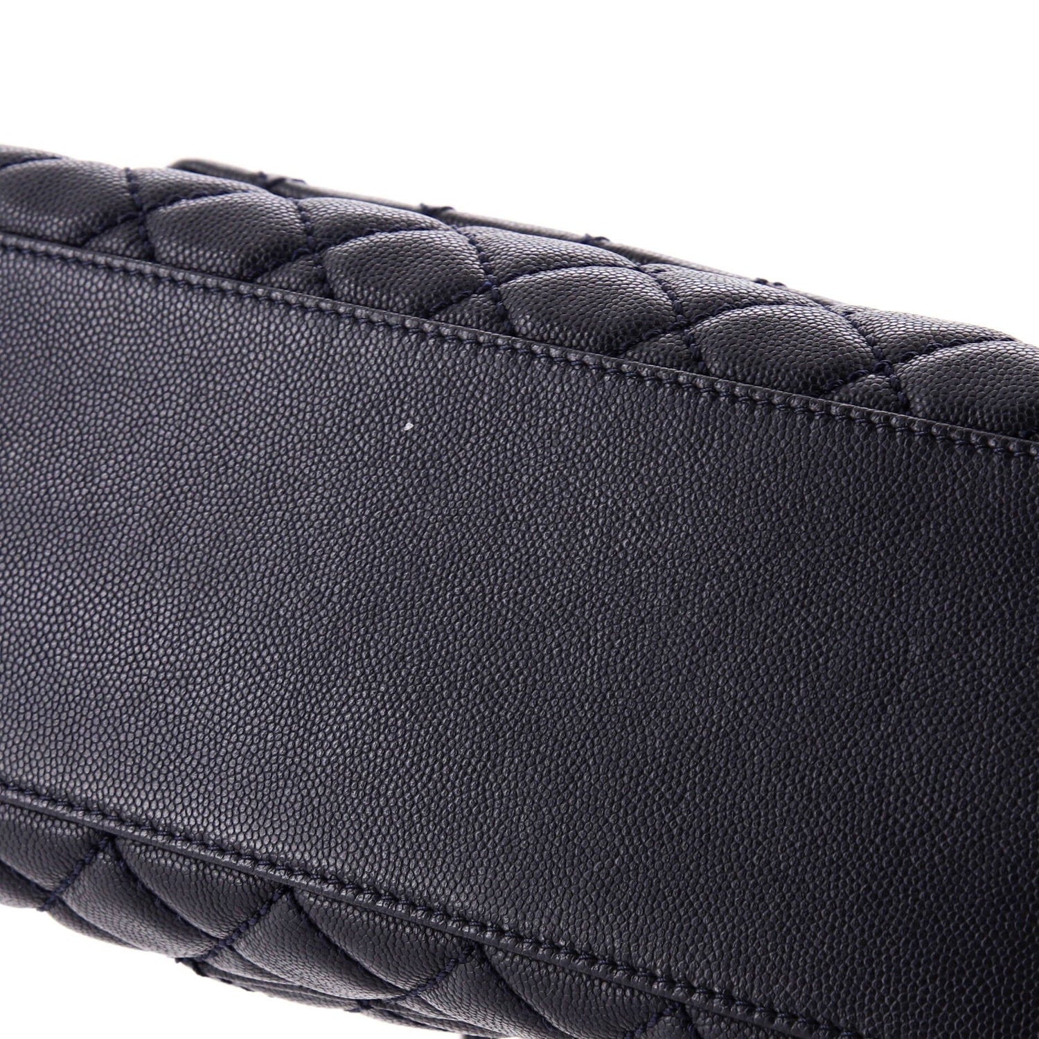 Chanel Coco Top Handle Bag Quilted Caviar With Lizard Small
