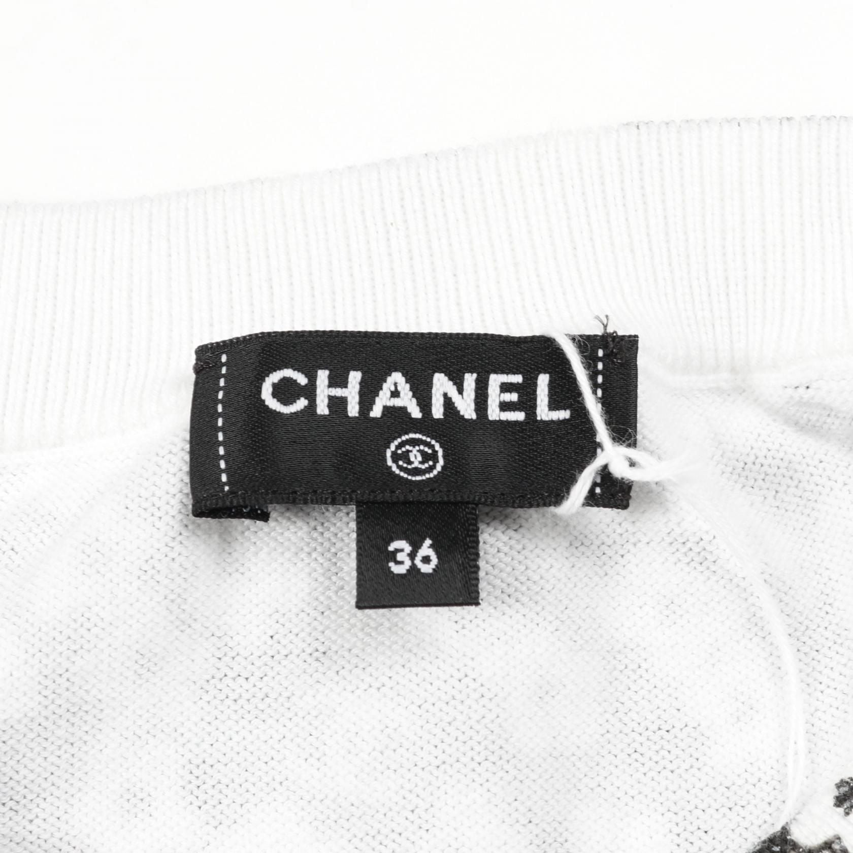 Chanel Gray White Coco Mark T-shirt Cotton P 77924