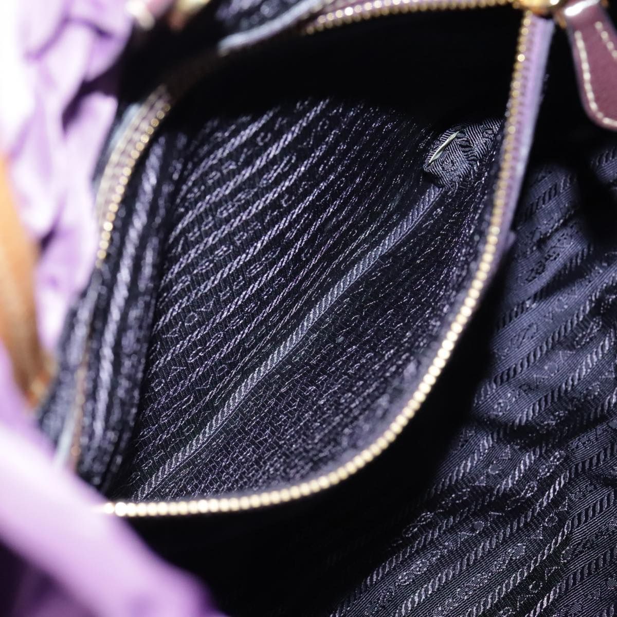 Prada Tote Bag Nylon Purple Gold Auth