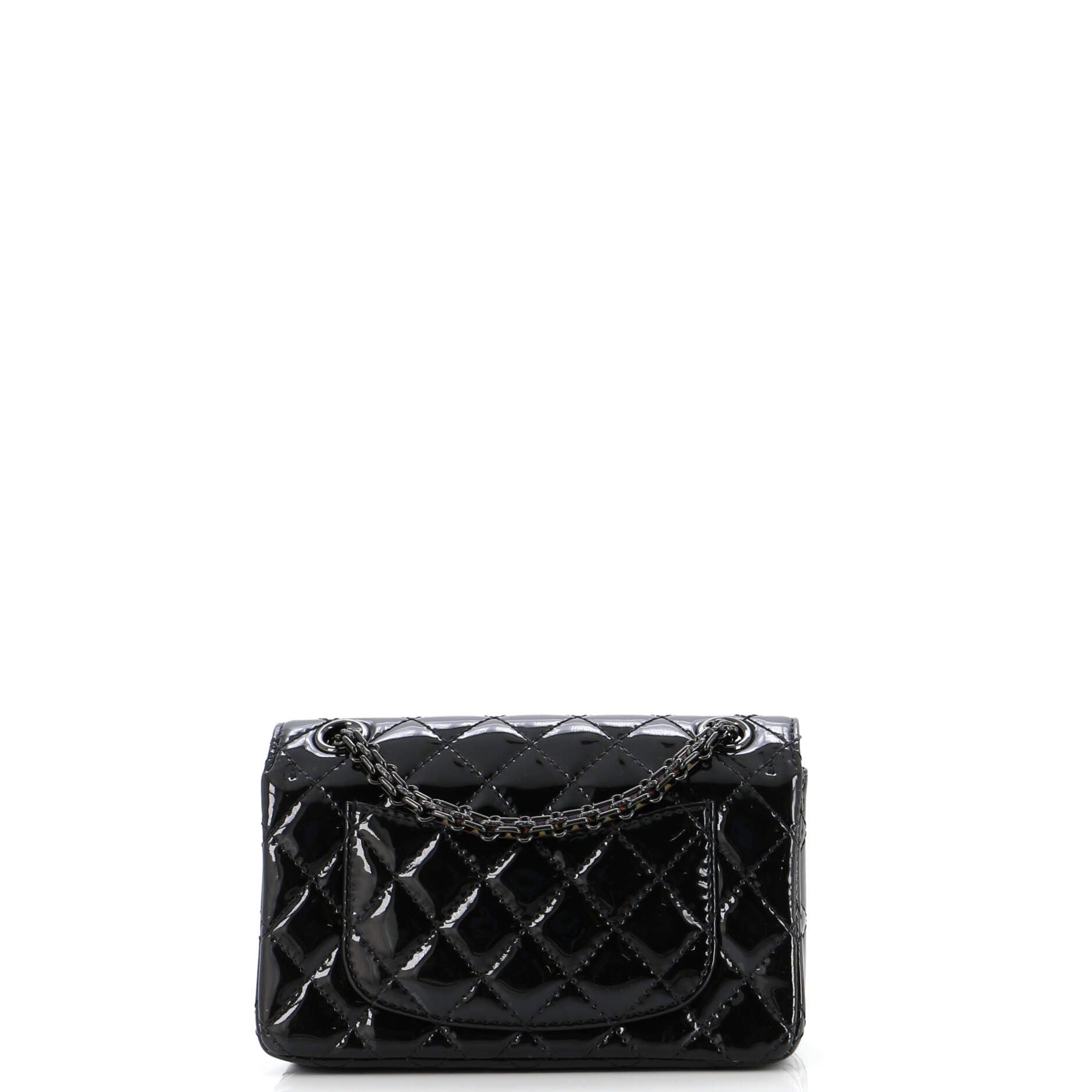 Chanel So Black Reissue 2.55 Flap Bag Quilted Patent Mini