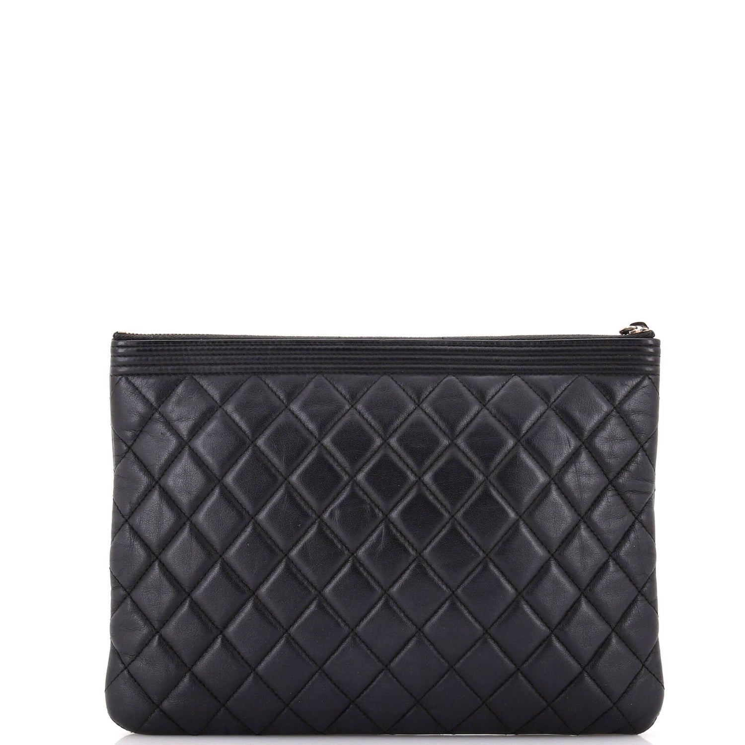Chanel Boy O Case Clutch Quilted Lambskin Medium