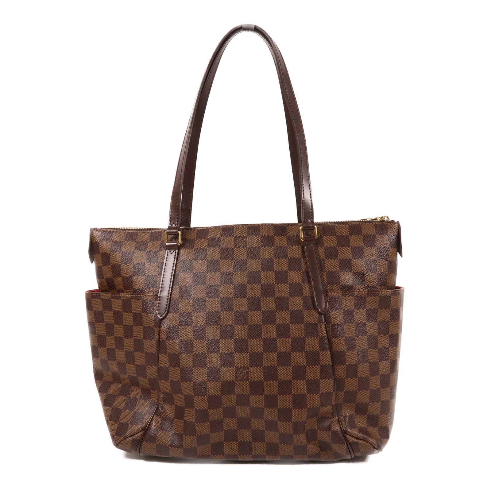 Louis Vuitton Damier Ebene Totally Mm Gold Shoulder Back Bag Palm Color Brown Shoulder Bag N 41281