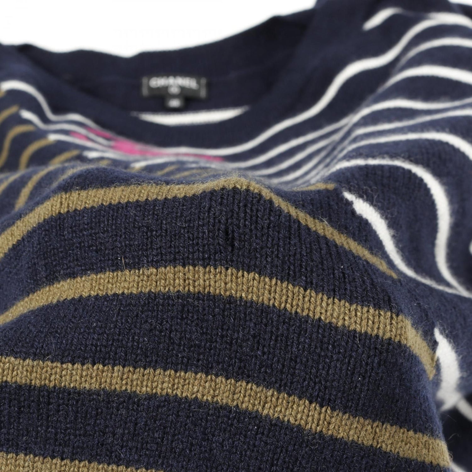 Chanel Navy Multicolor Coco Mark Knit Cashmere P 62885k 48446