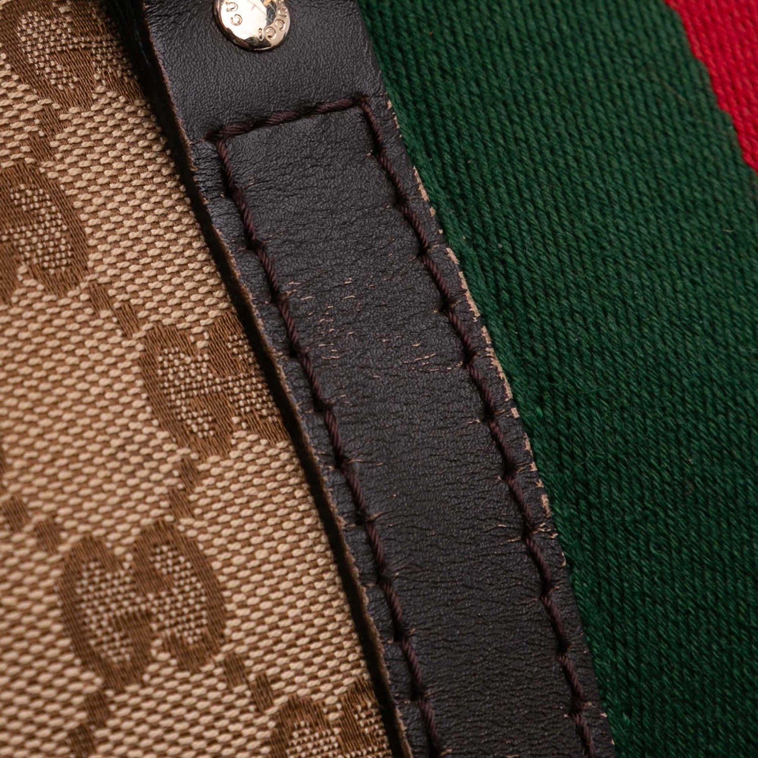 Gucci Medium GG Canvas Web Joy Boston Bag Brown