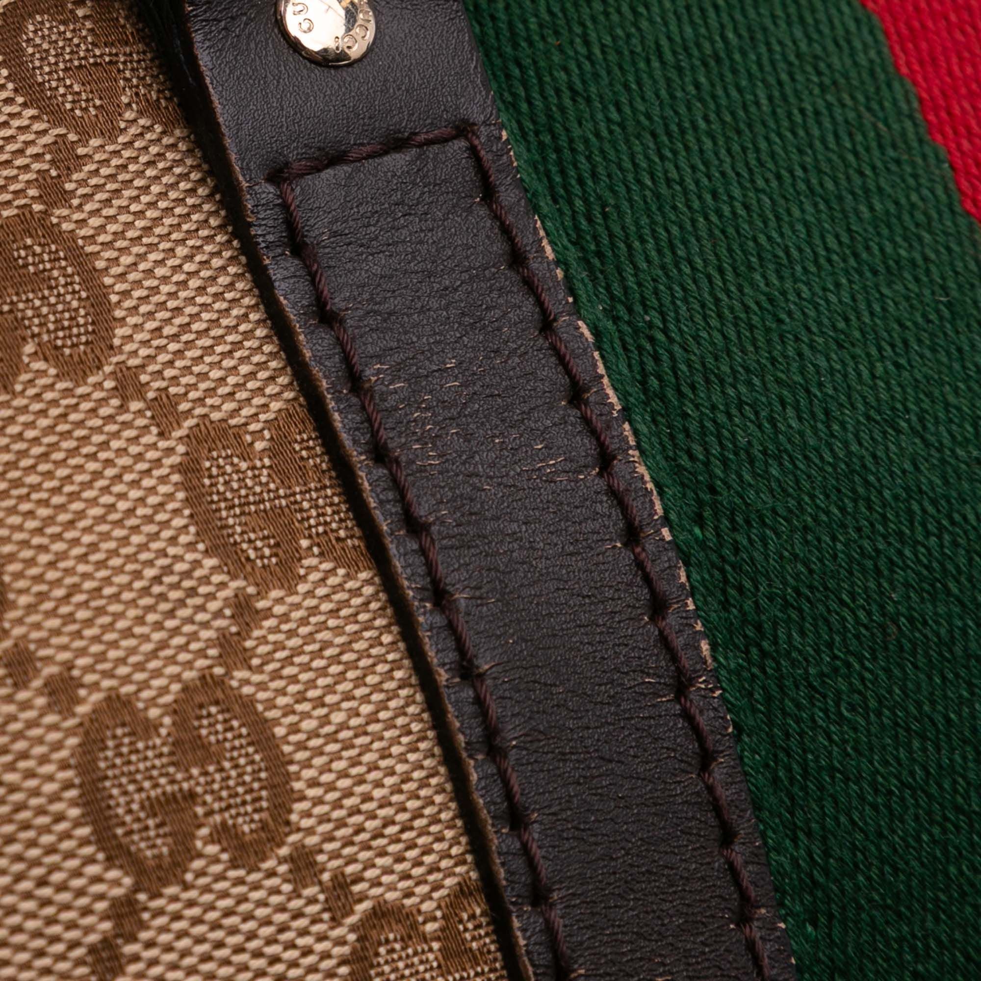 Gucci Medium GG Canvas Web Joy Boston Bag Brown