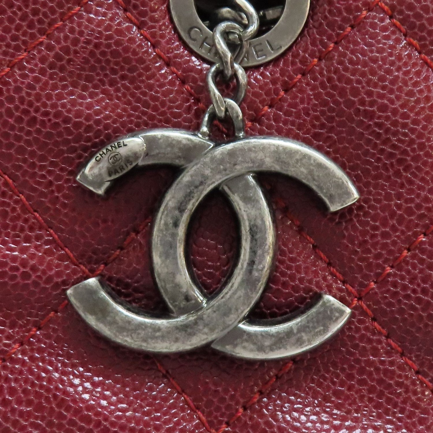Chanel Matelasse Chain Shoulder Bag Calfskin Red