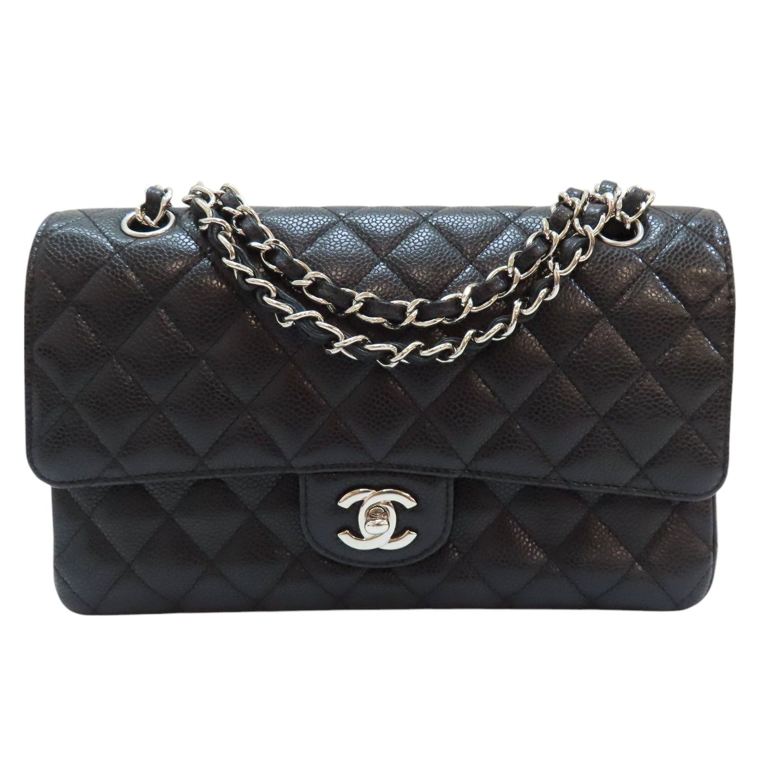 Chanel Matelasse Coco 25 Chain Shoulder Bag Calfskin Black Silver (no Card)
